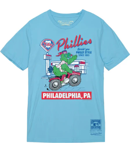 Phillie Phanatic Philadelphia Phillies Mitchell & Ness Powder Blue T-Shirt