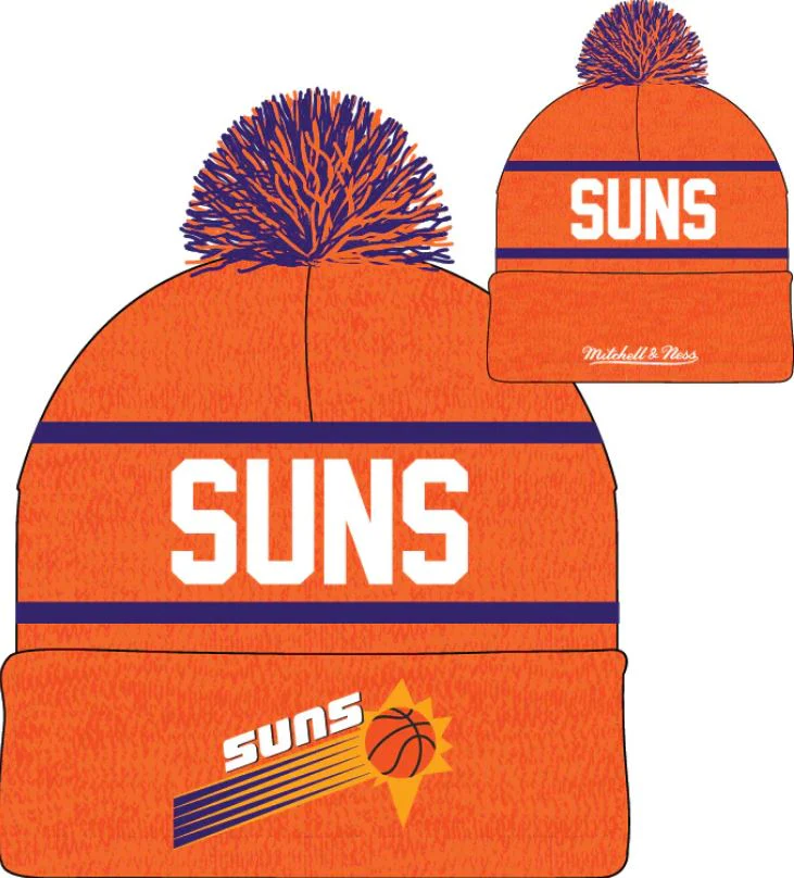 Phoenix Suns Mitchell & Ness Orange Hardwood Classics Reload 2.0 Cuffed Knit Hat with Pom