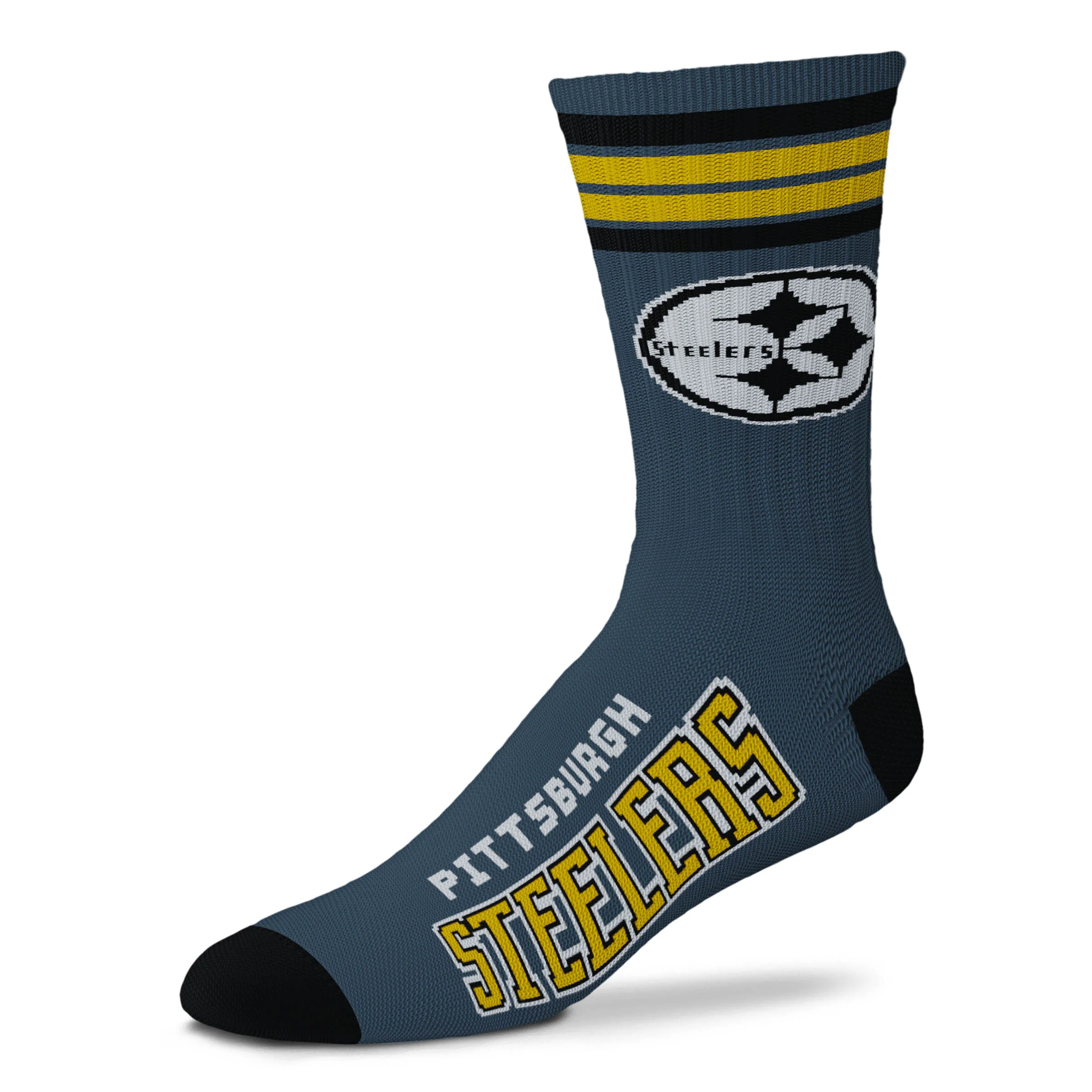 Pittsburgh Steelers Men's 4 Stripe Charcoal Deuce Socks