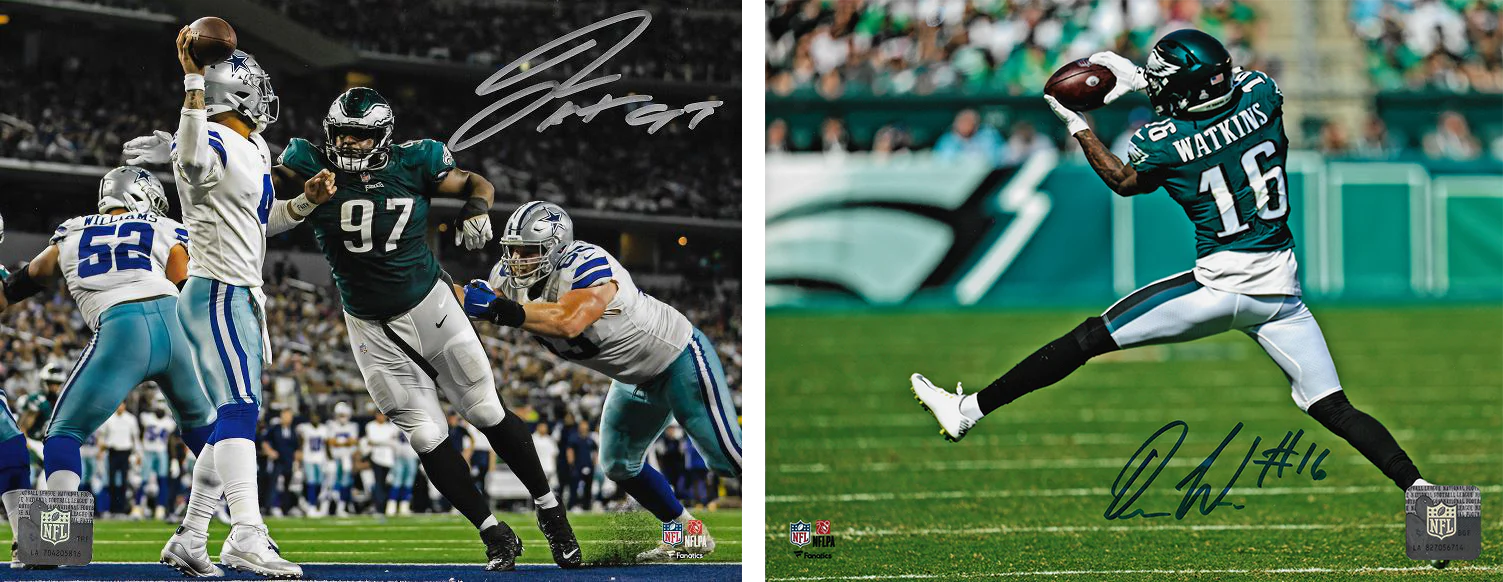 Quez Watkins & Javon Hargrave Philadelphia Eagles Autographed 8" x 10" Football Photos Combo