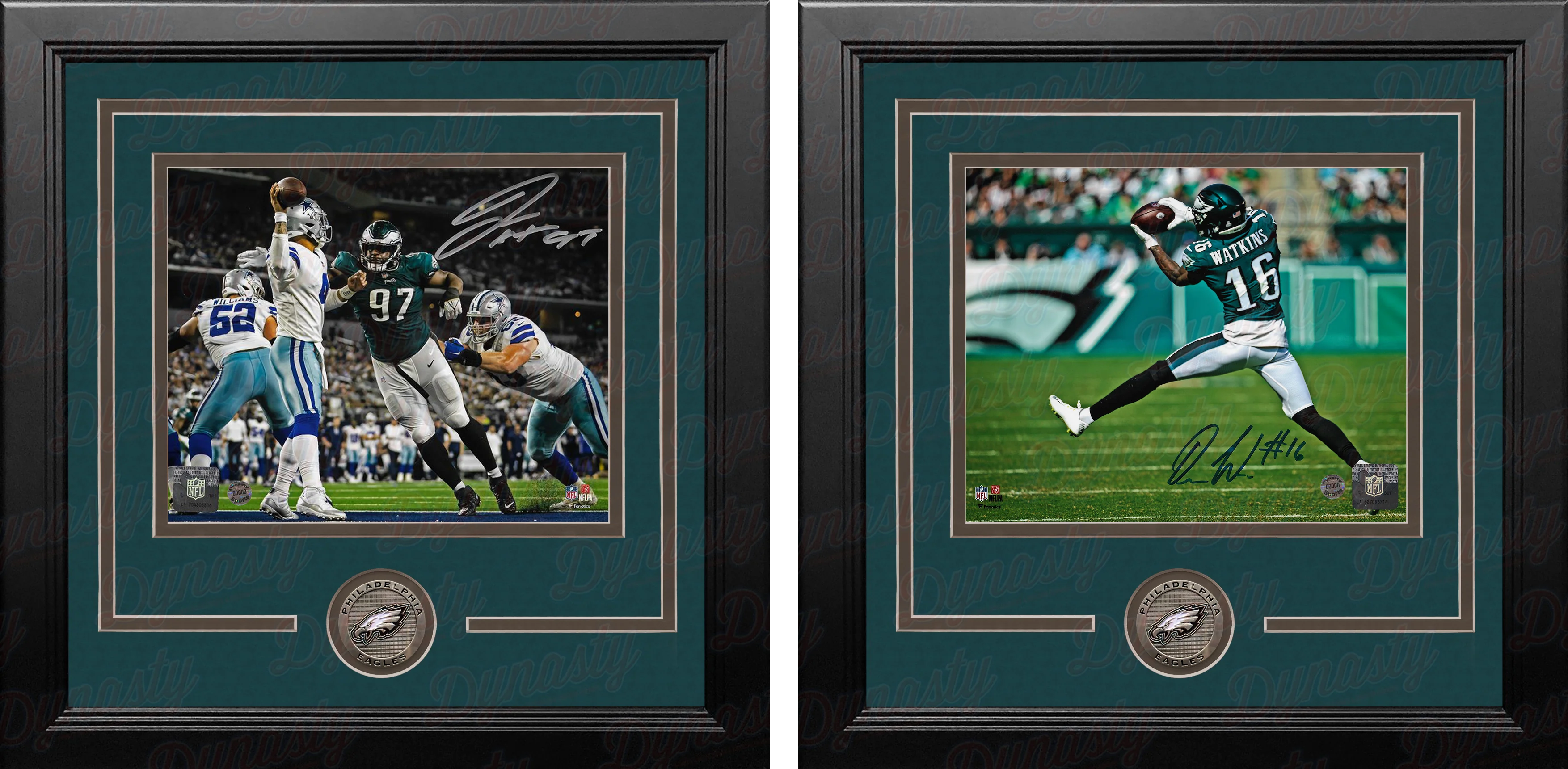 Quez Watkins & Javon Hargrave Philadelphia Eagles Autographed 8" x 10" Football Photos Combo - Image 2