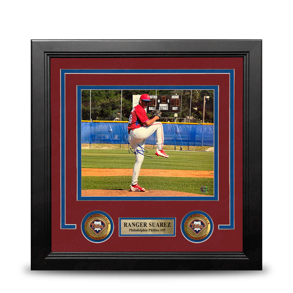 Ranger Suarez in Action Autographed Philadelphia Phillies 8" x 10" Framed Baseball Photo