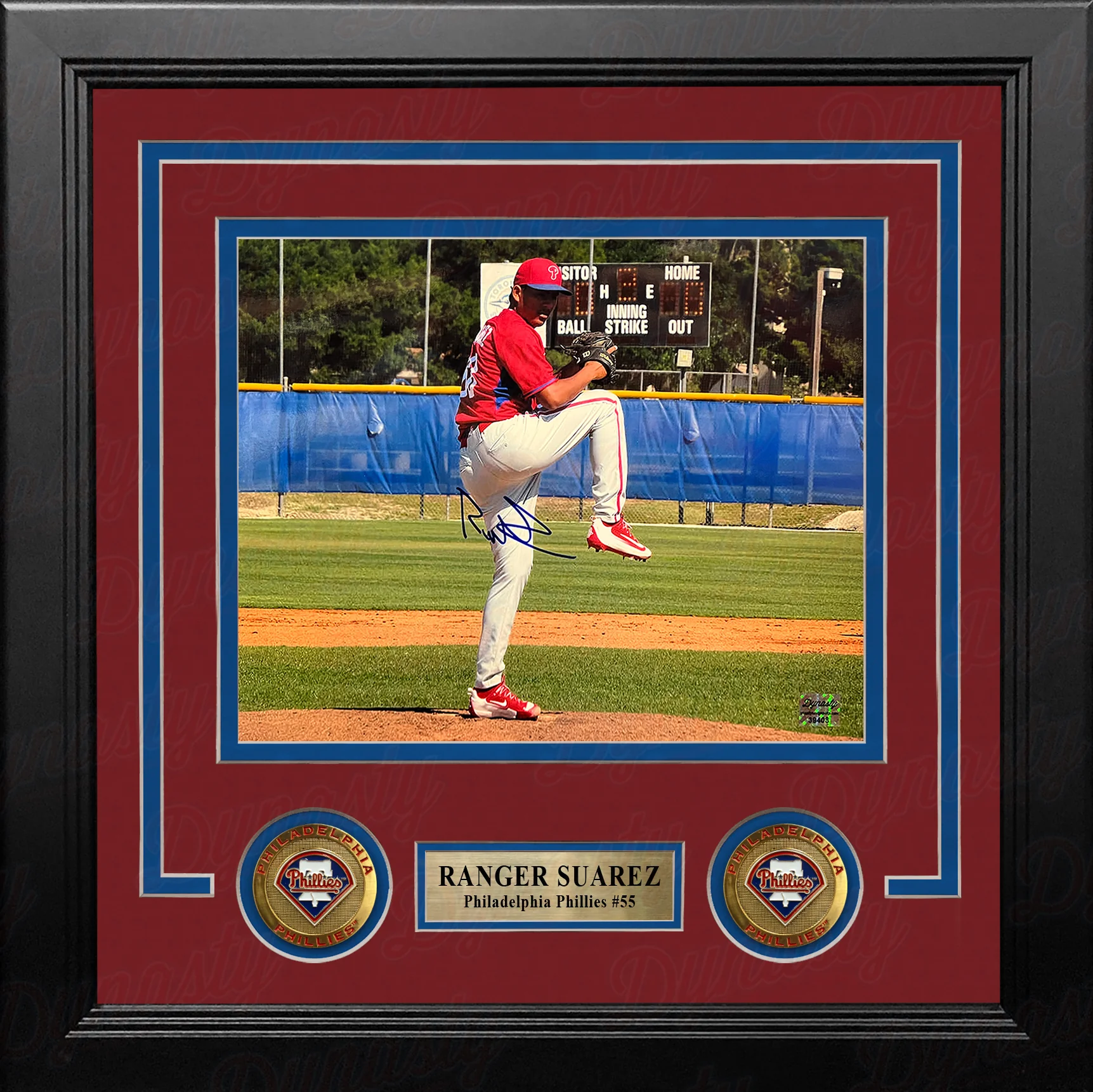 Ranger Suarez in Action Autographed Philadelphia Phillies 8" x 10" Framed Baseball Photo - Image 2