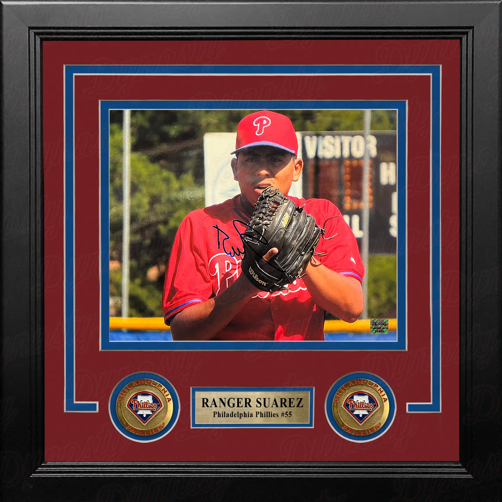 Ranger Suarez Ready to Throw Autographed Philadelphia Phillies 8" x 10" Framed Baseball Photo - Image 2