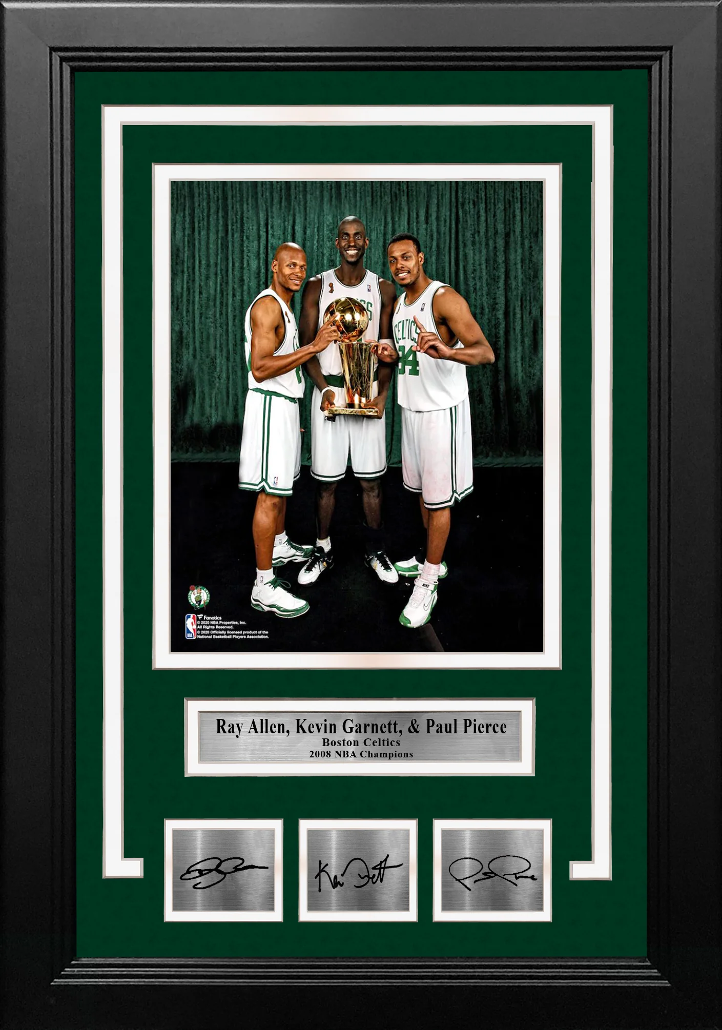Ray Allen, Kevin Garnett, & Paul Pierce Boston Celtics 8x10 Framed Photo with Engraved Autographs - Image 2