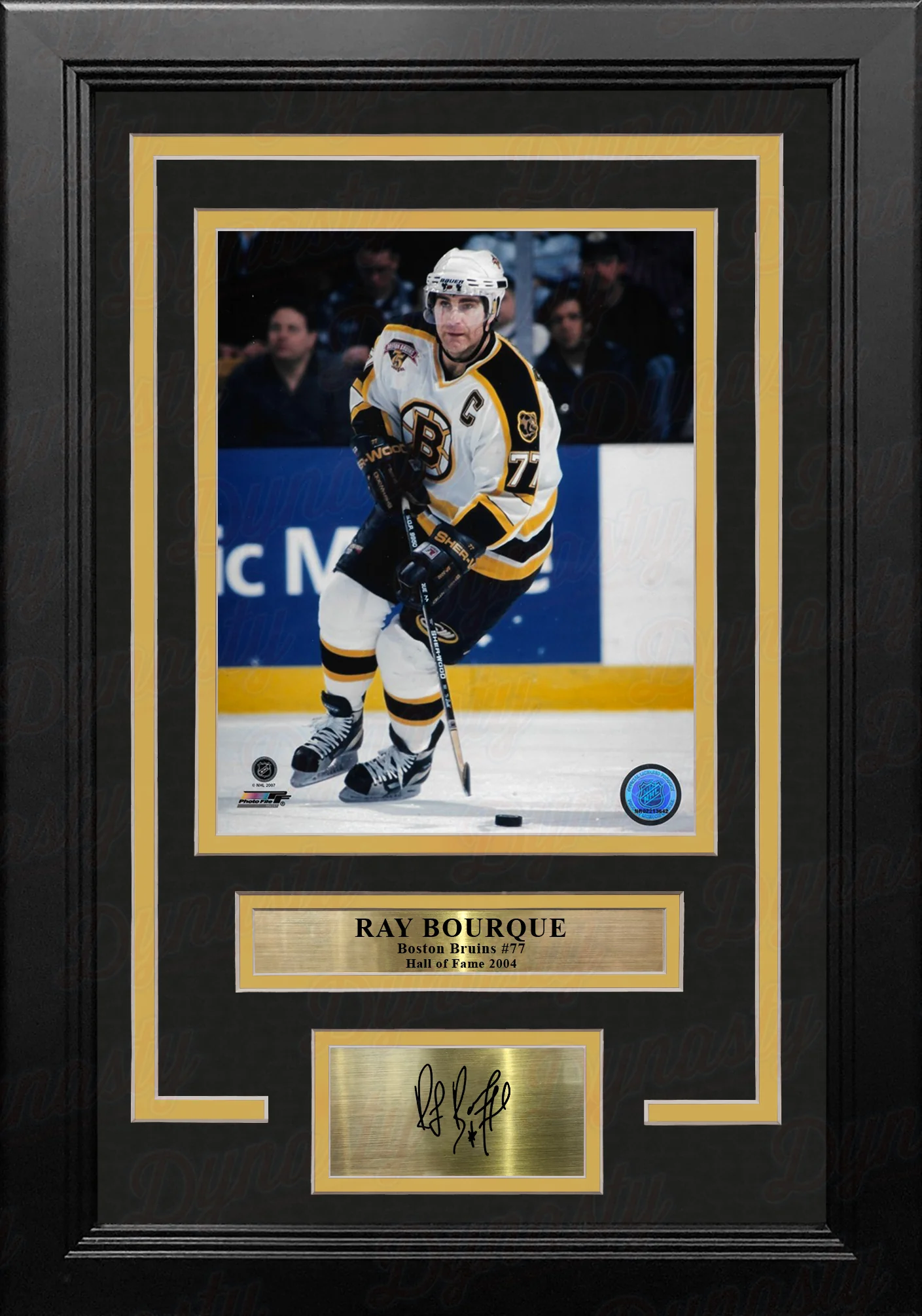 Ray Bourque 75th Anniversary White Boston Bruins 8x10 Framed Hockey Photo with Engraved Autograph - Image 2