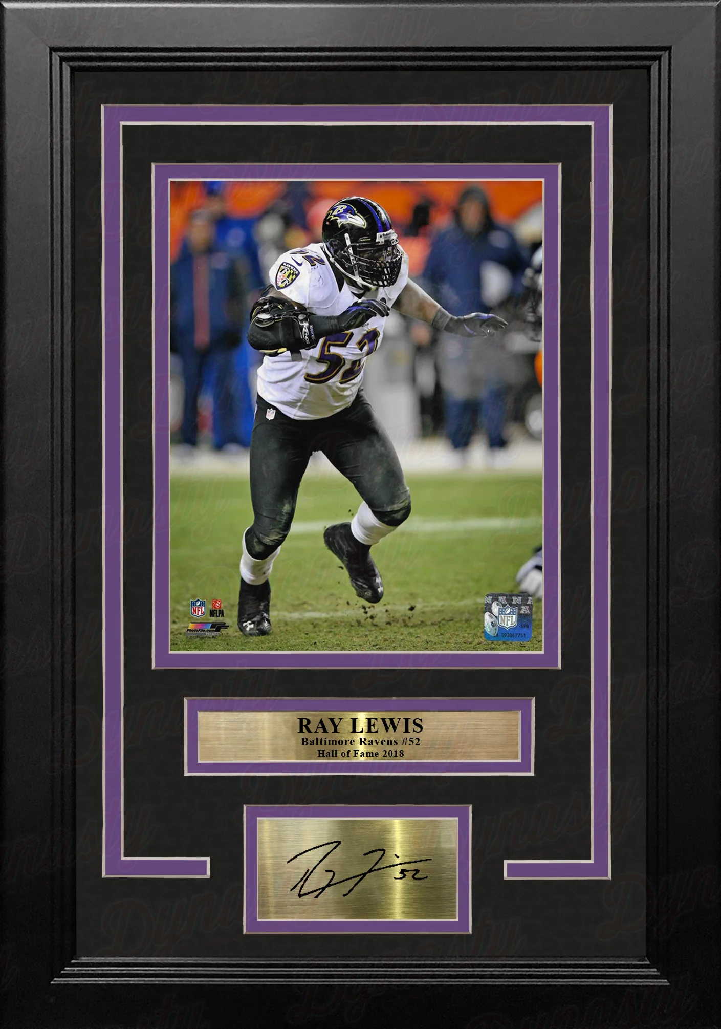 Ray Lewis in Action Baltimore Ravens 8" x 10" Framed Football Photo with Engraved Autograph - Image 2