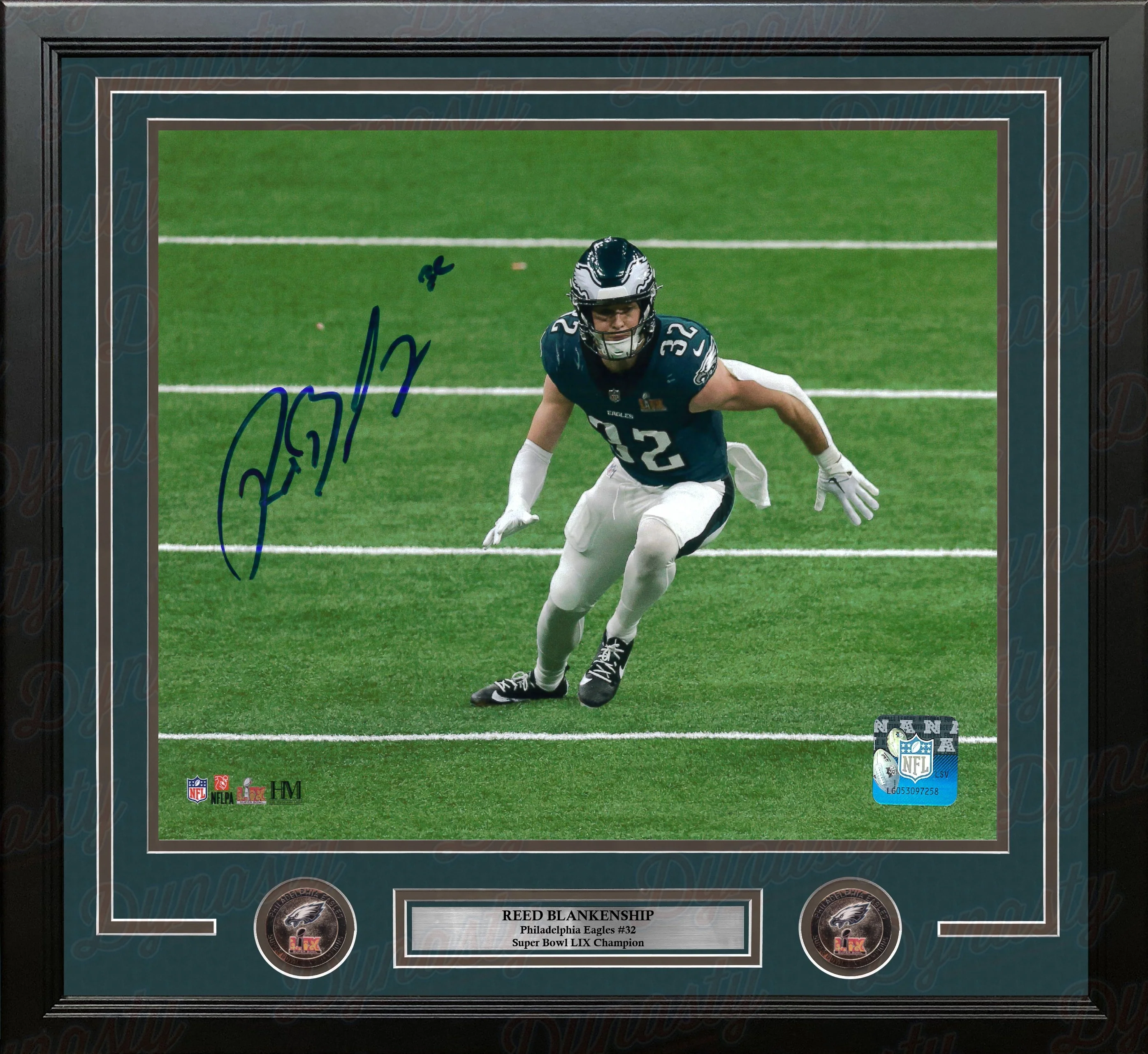 Reed Blankenship Super Bowl LIX Action Philadelphia Eagles Autographed 11" x 14" Framed Photo