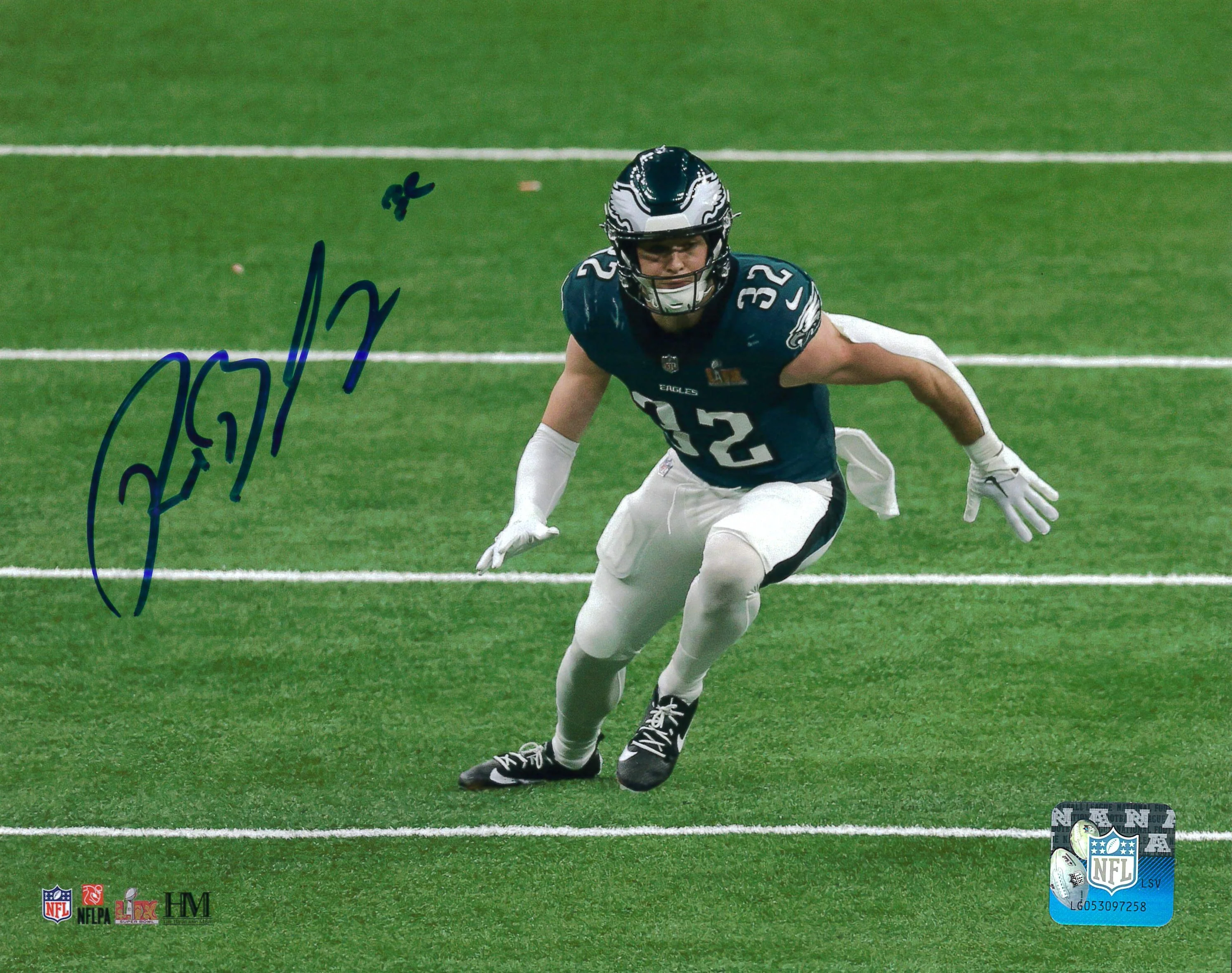 Reed Blankenship Super Bowl LIX Action Philadelphia Eagles Autographed 16" x 20" Football Photo