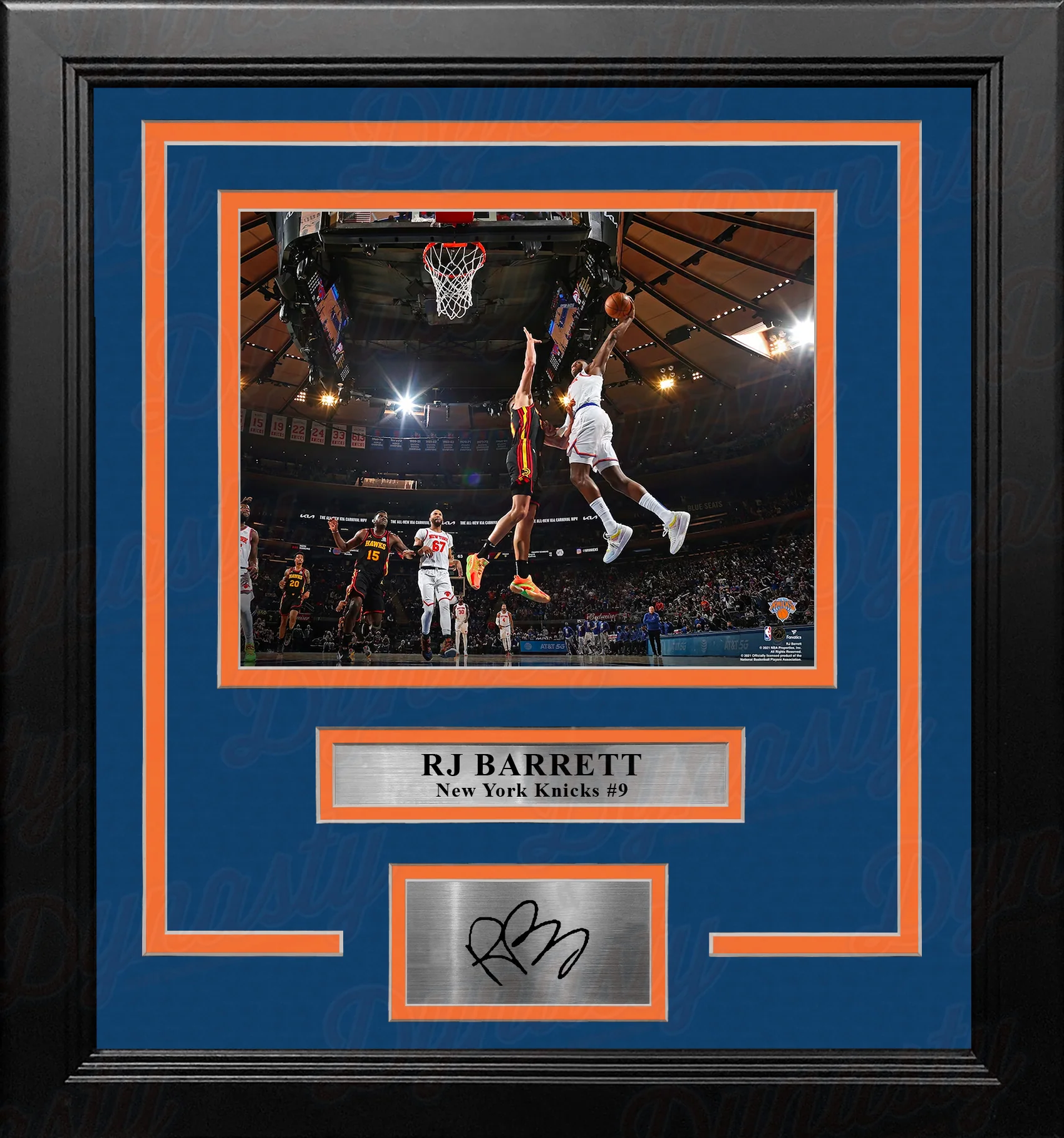 RJ Barrett Slam Dunk New York Knicks 8" x 10" Framed Basketball Photo with Engraved Autograph
