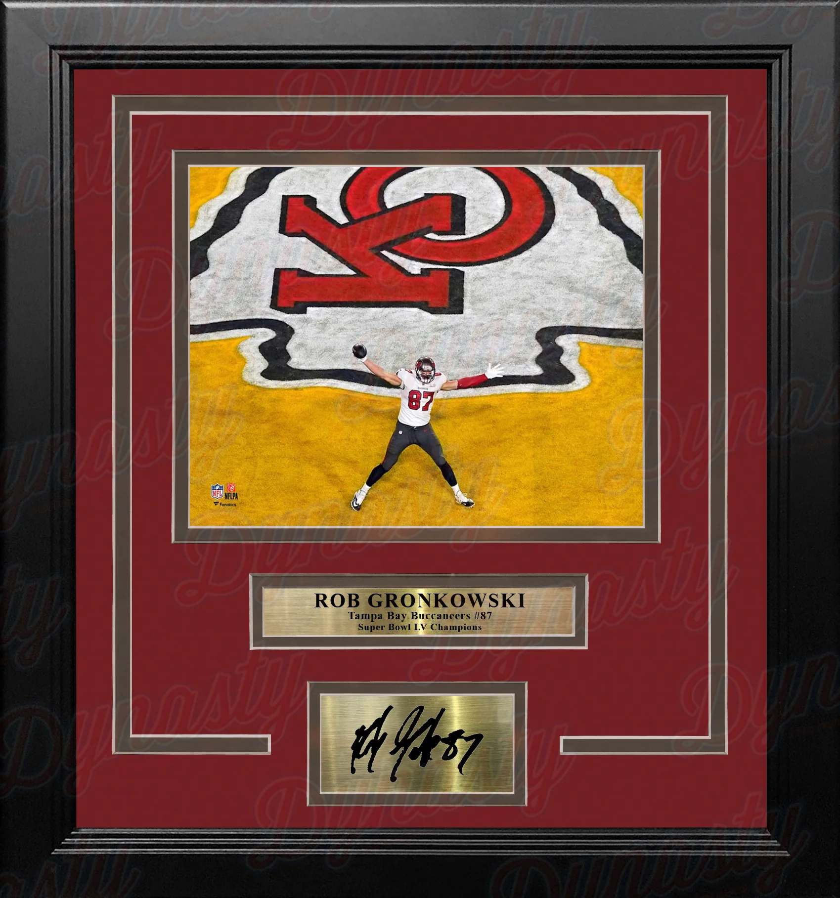 Rob Gronkowski Super Bowl LV End Zone Tampa Bay Buccaneers 8x10 Framed Photo with Engraved Autograph