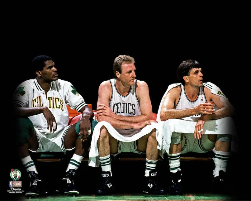 Robert Parish, Larry Bird, & Kevin McHale Boston Celtics 8" x 10" Blackout Basketball Photo