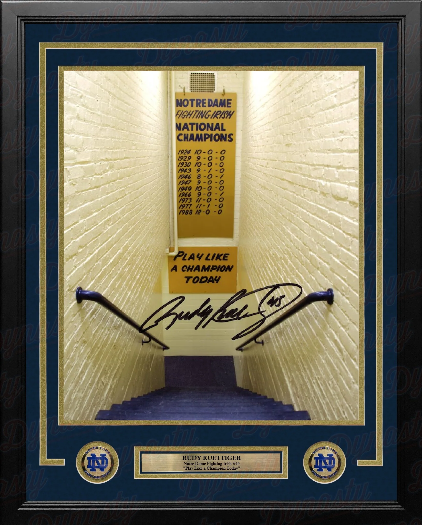 Rudy Ruettiger Play Like a Champion Notre Dame Fighting Irish Autographed 8" x 10" Framed Photo