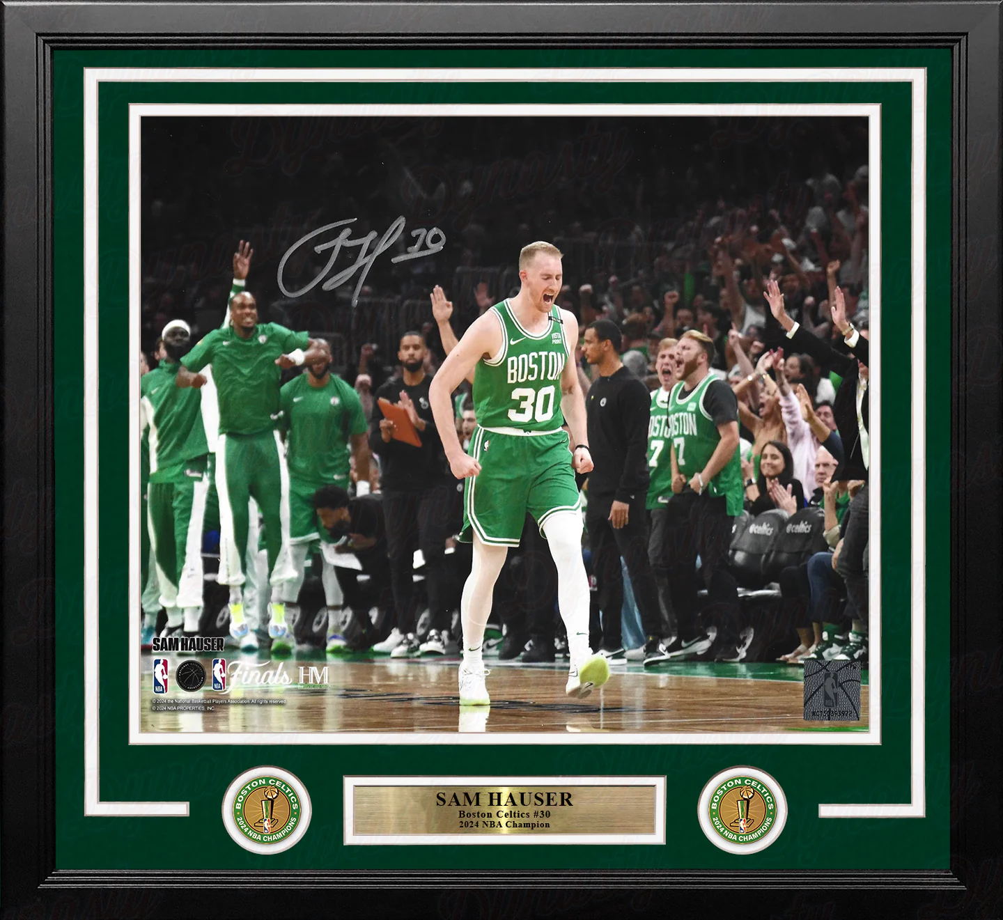 Sam Hauser Celebration Autographed Boston Celtics 11" x 14" Framed NBA Finals Photo - Image 2