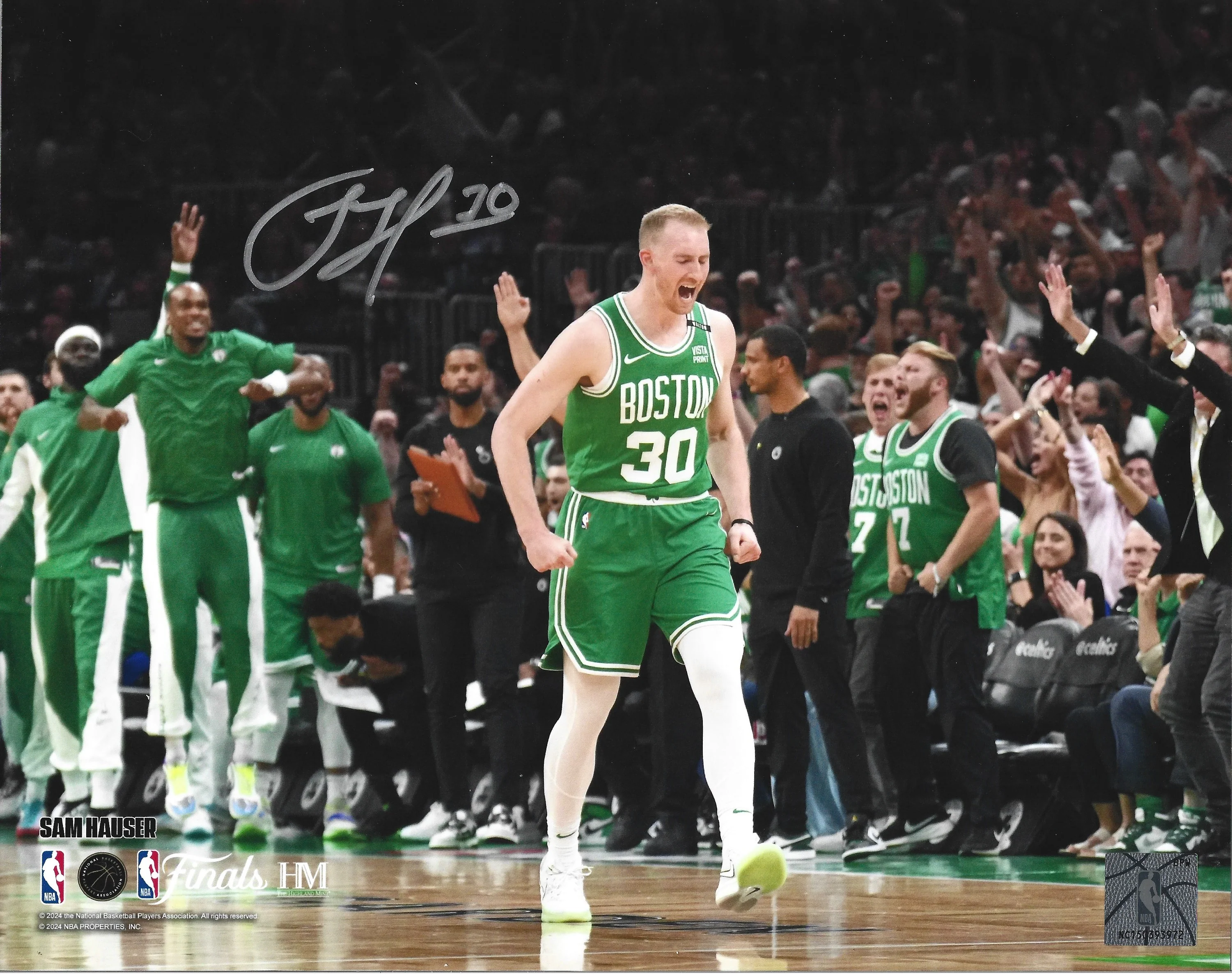 Sam Hauser Celebration Autographed Boston Celtics 11" x 14" NBA Finals Photo - Image 2