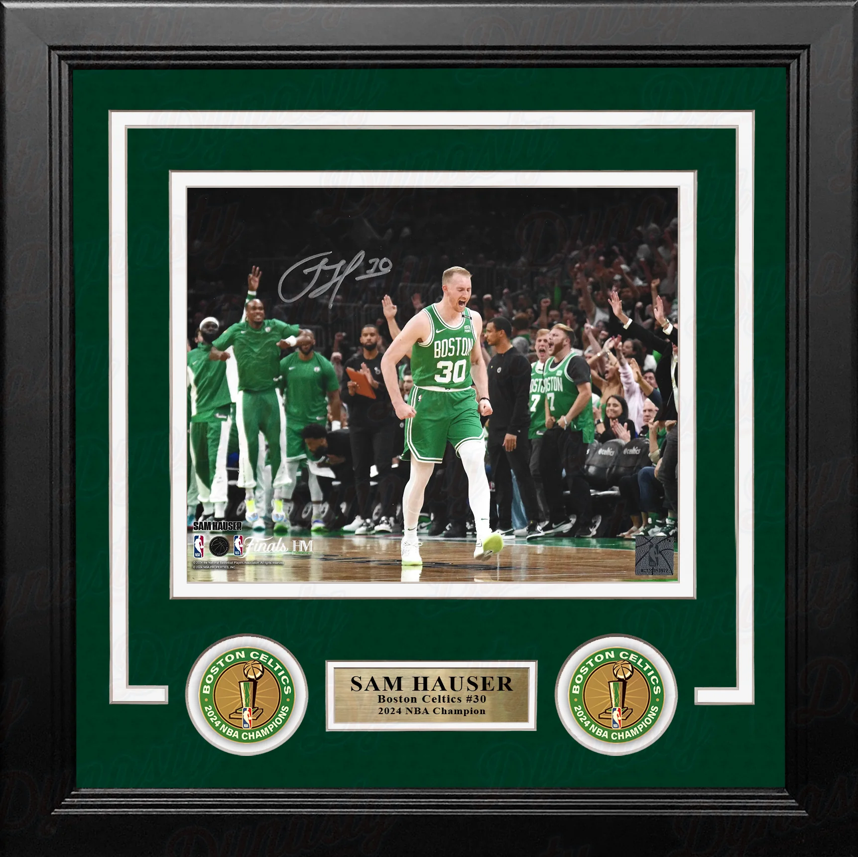 Sam Hauser Celebration Autographed Boston Celtics 8" x 10" Framed NBA Finals Photo - Image 2