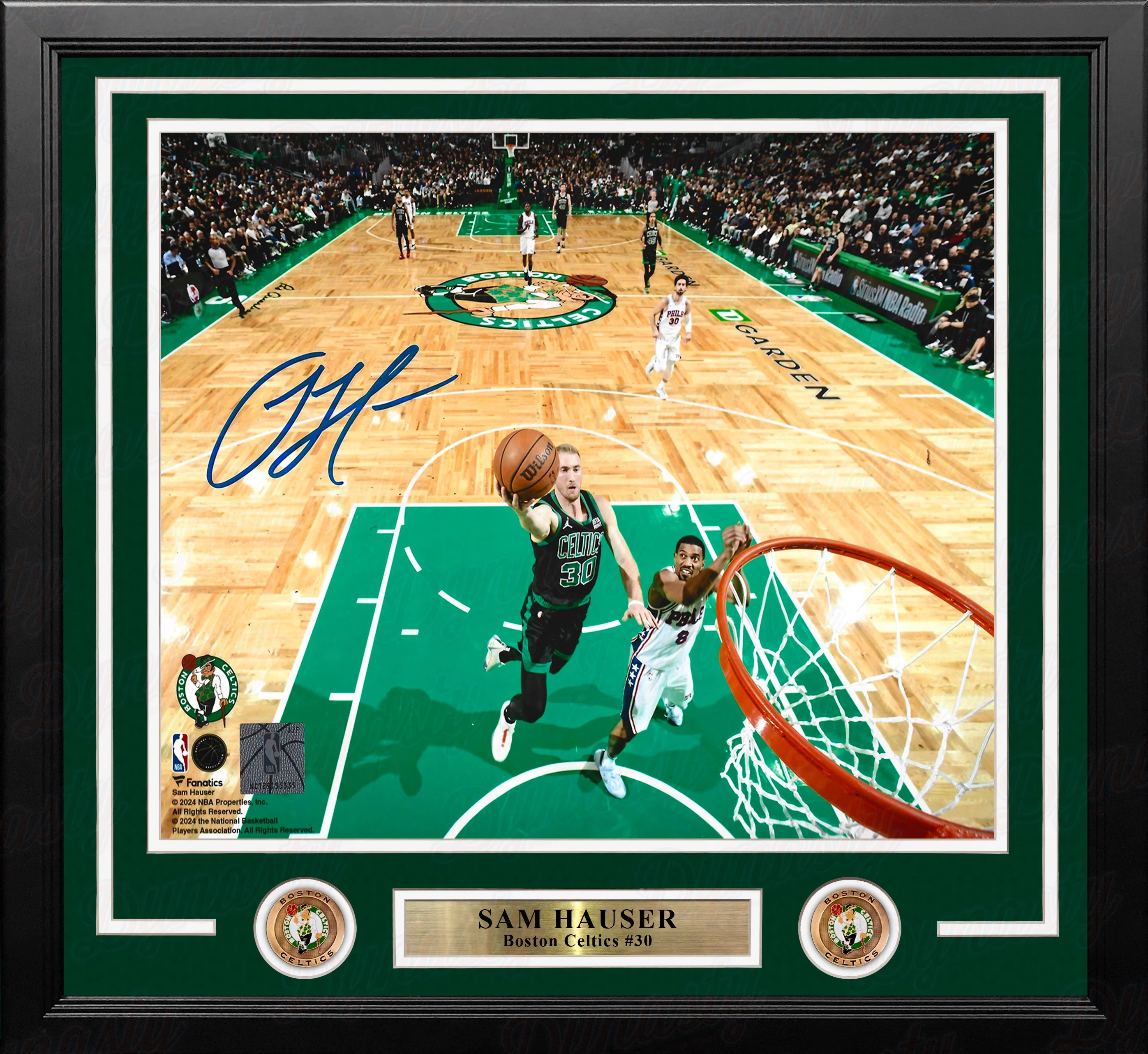 Sam Hauser Rim Cam Boston Celtics Autographed 11" x 14" Framed Basketball Photo - Image 2