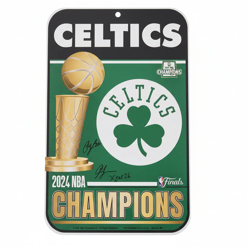 Sam Hauser & Xavier Tillman Boston Celtics Signed NBA Champions Parking Sign