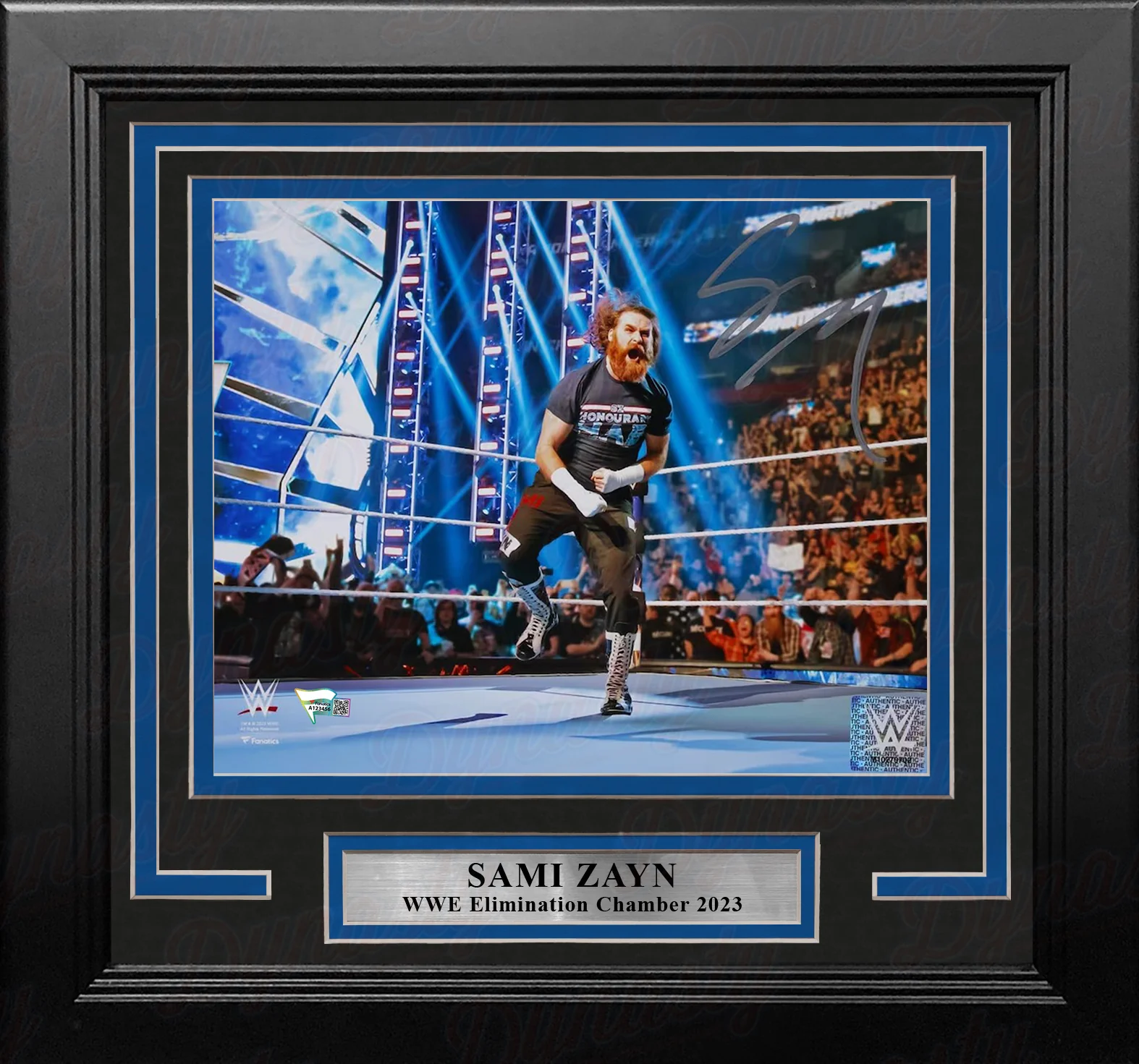 Sami Zayn Elimination Chamber 2023 Autographed WWE Wrestling 8" x 10" Framed Photo