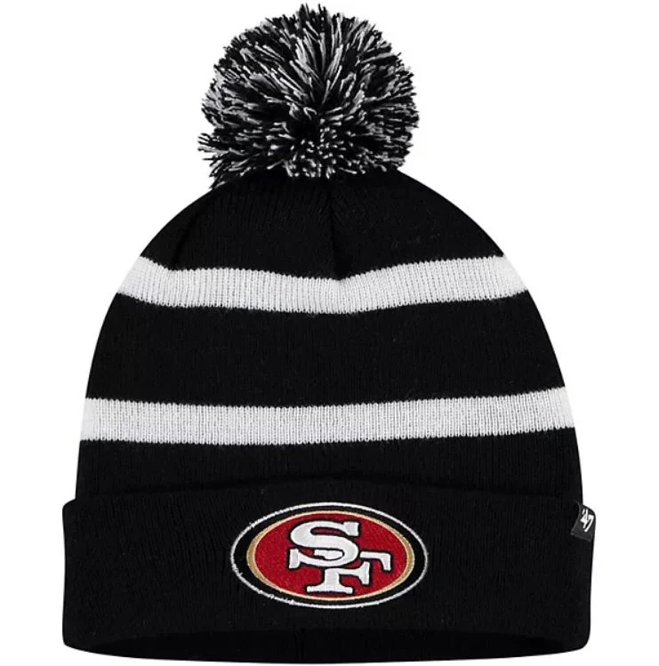 San Francisco 49ers Stripe Breakaway Black Cuffed Knit Hat with Pom