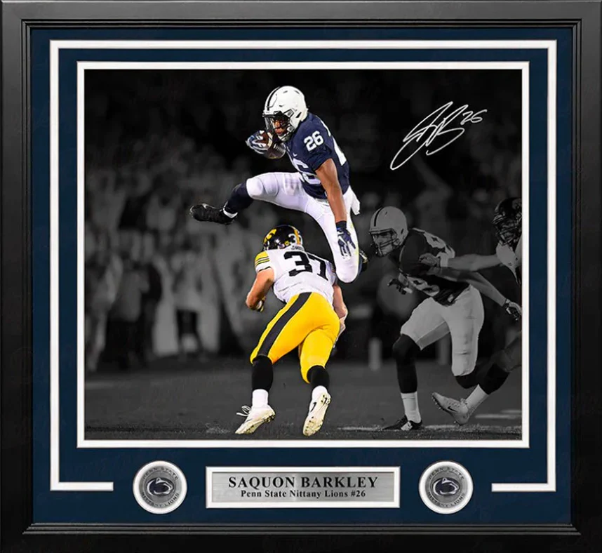 Saquon Barkley Blackout Action Penn State Nittany Lions Autographed 16" x 20" Framed Photo - Image 2