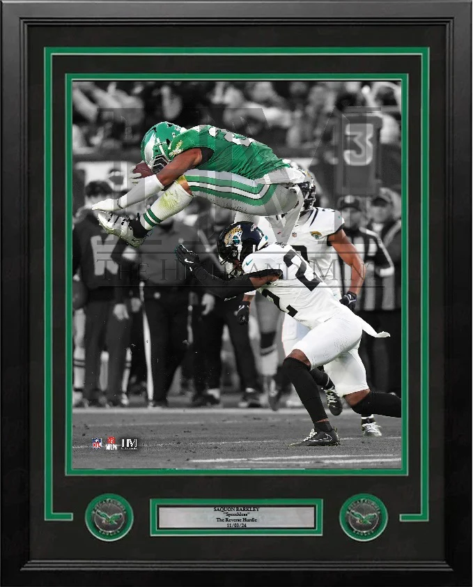 Saquon Barkley Reverse Hurdle Philadelphia Eagles 8" x 10" Framed Football Photo