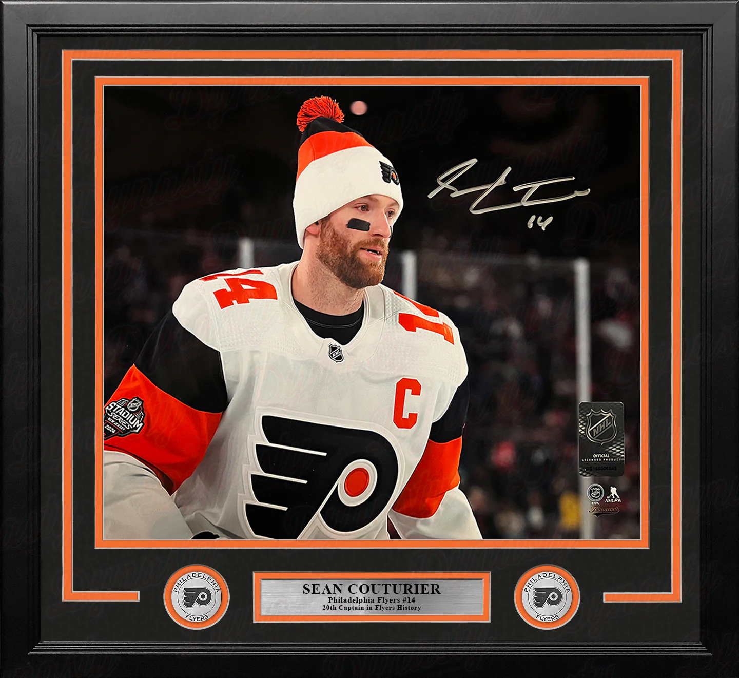 Sean Couturier 2024 Captain Debut Philadelphia Flyers Autographed 11x14 Framed Photo - Silver Ink - Image 2