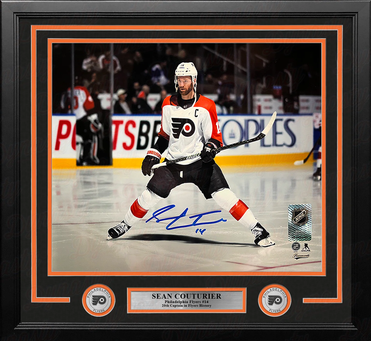 Sean Couturier Captain Skating Action Philadelphia Flyers Autographed 11" x 14" Framed Hockey Photo - Image 2