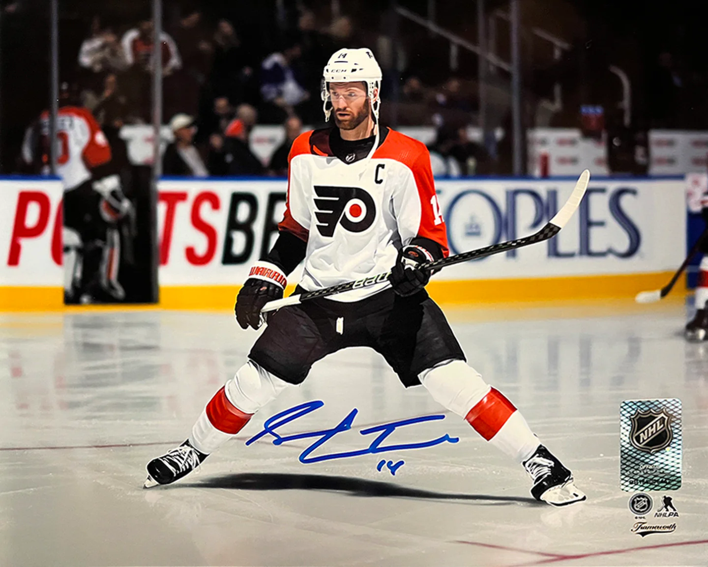 Sean Couturier Captain Skating Action Philadelphia Flyers Autographed 16" x 20" Hockey Photo - Image 2