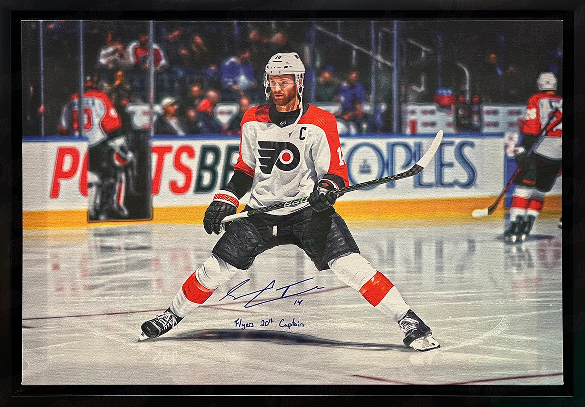 Sean Couturier Captain Skating Philadelphia Flyers Autographed 20x29 Canvas Print - 20th Captain - Image 2