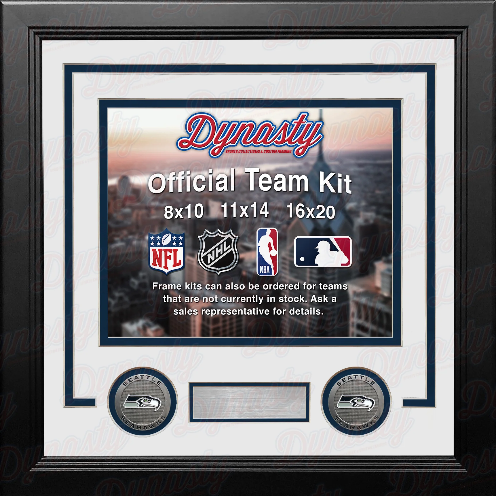 Seattle Seahawks Custom NFL Football 11x14 Picture Frame Kit (Multiple Colors) - Image 2