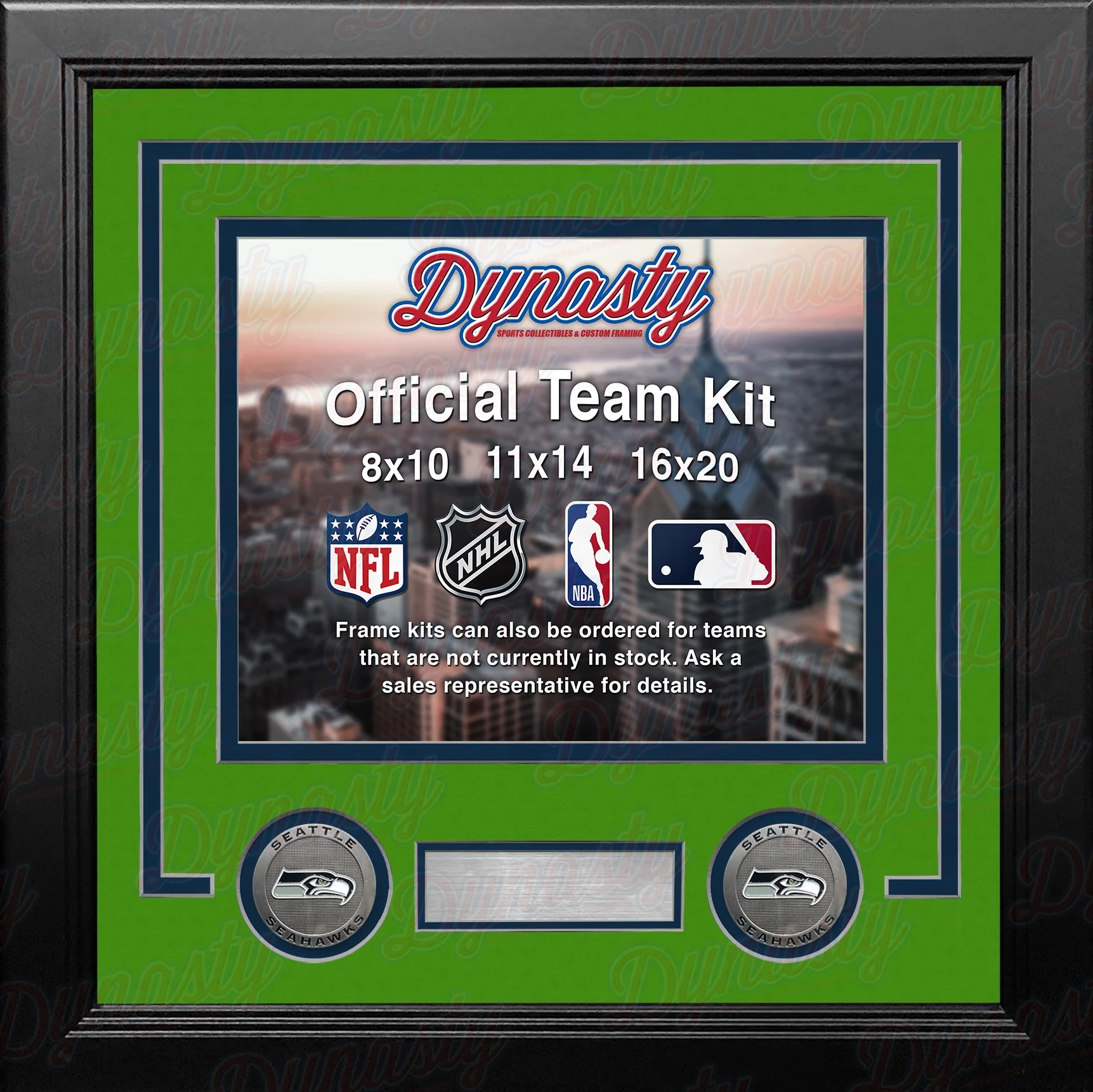 Seattle Seahawks Lime Green Custom NFL Football 16x20 Picture Frame Kit