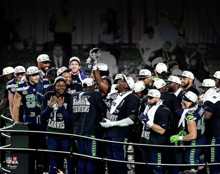 Seattle Seahawks Super Bowl LX Champions Trophy Celebration 8" x 10" Football Photo
