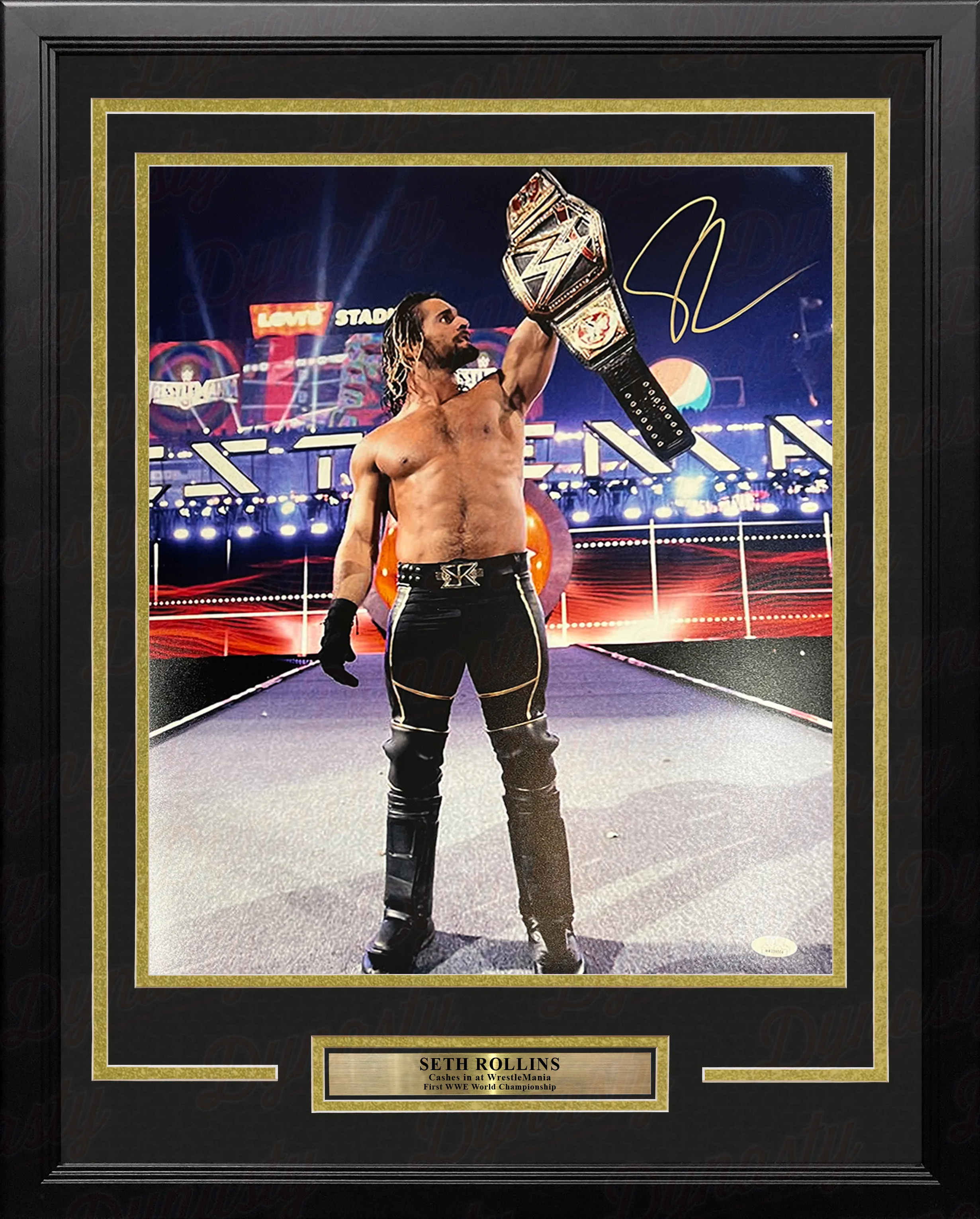 Seth Rollins Money-in-the-Bank Championship Cash-in Autographed Framed WWE Wrestling Photo - Image 2