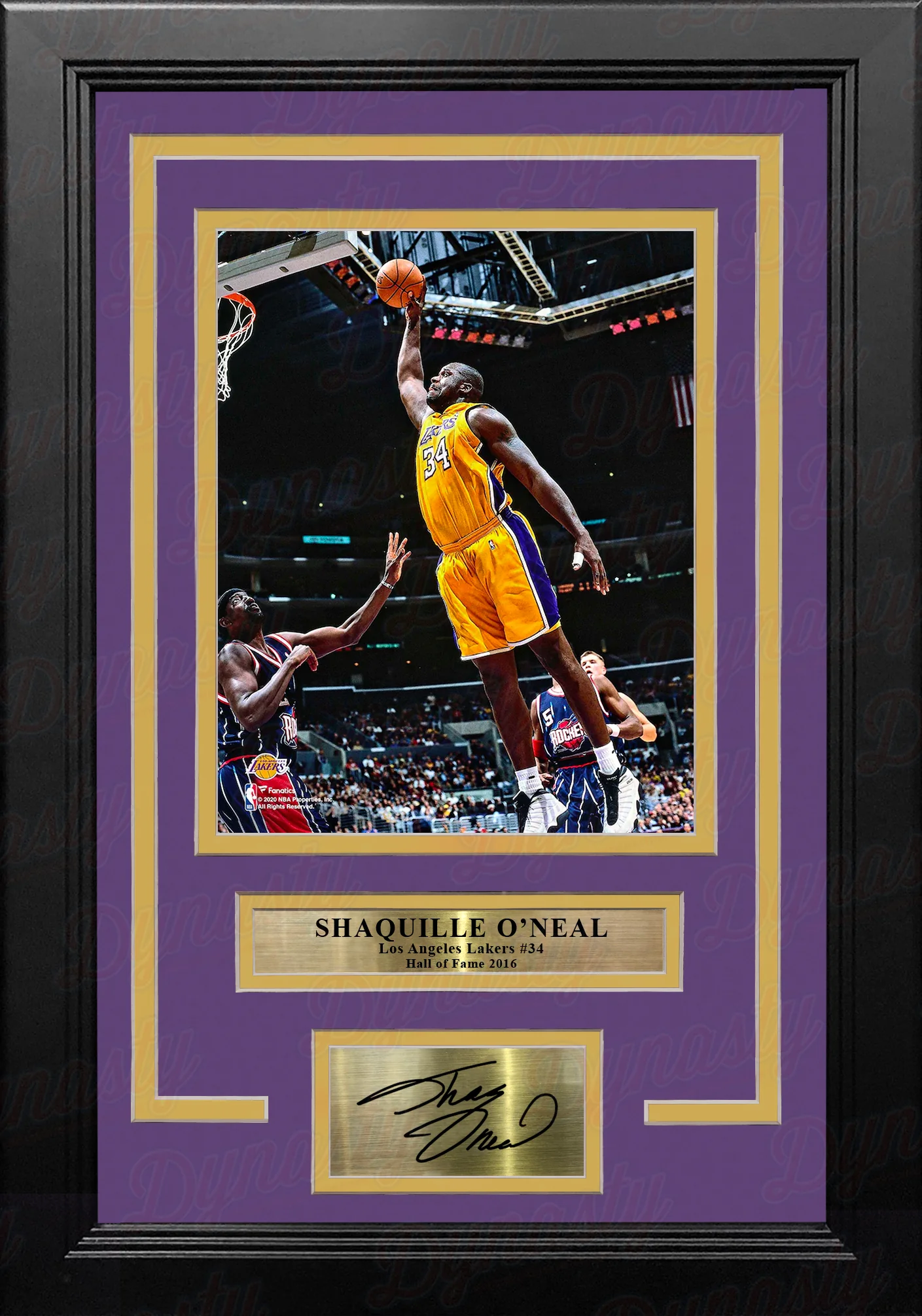 Shaquille O'Neal v. Rockets Los Angeles Lakers 8x10 Framed Basketball Photo with Engraved Autograph