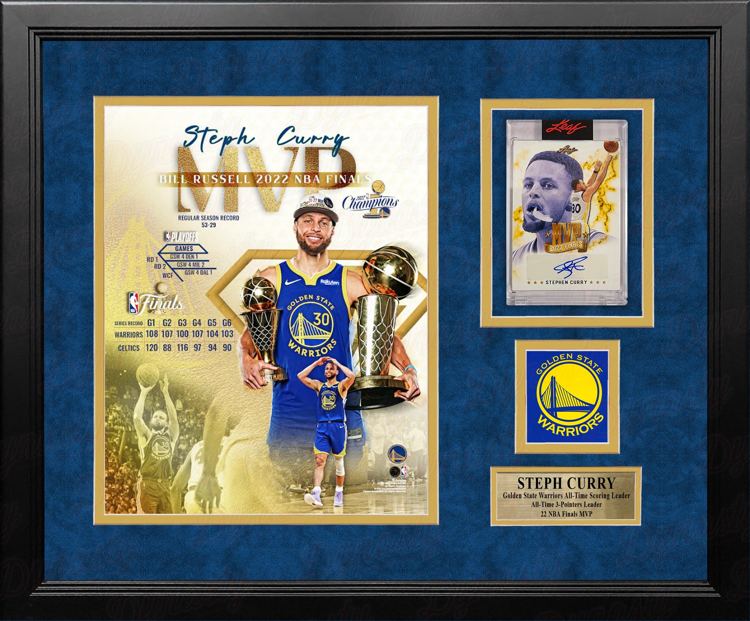 Steph Curry Finals MVP Photo & Autographed Card Golden State Warriors Framed Collage - 1/316 - Image 2