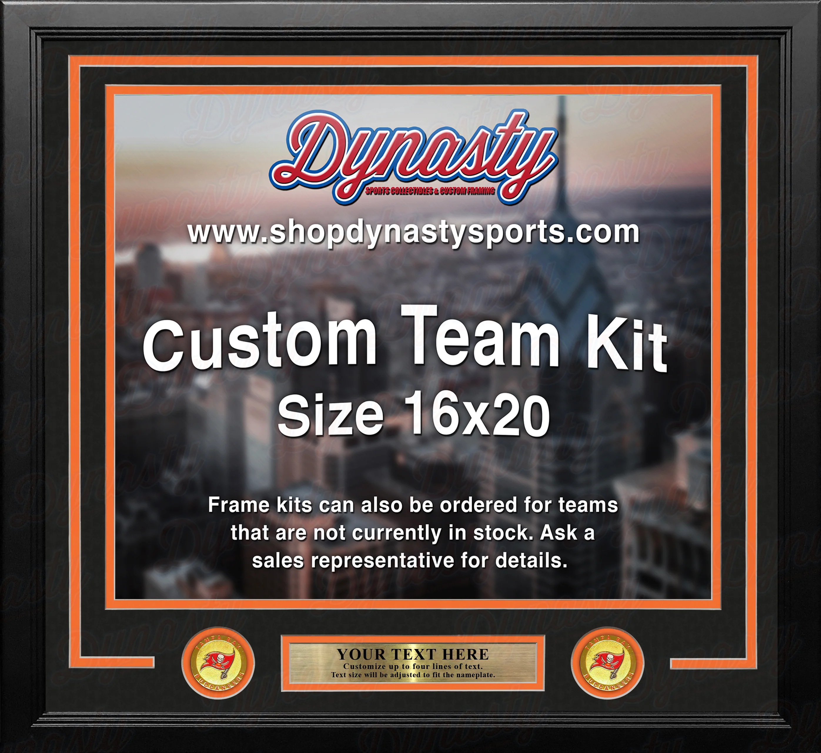 Tampa Bay Buccaneers Throwback Custom NFL Football 16x20 Picture Frame Kit (Multiple Colors) - Image 3