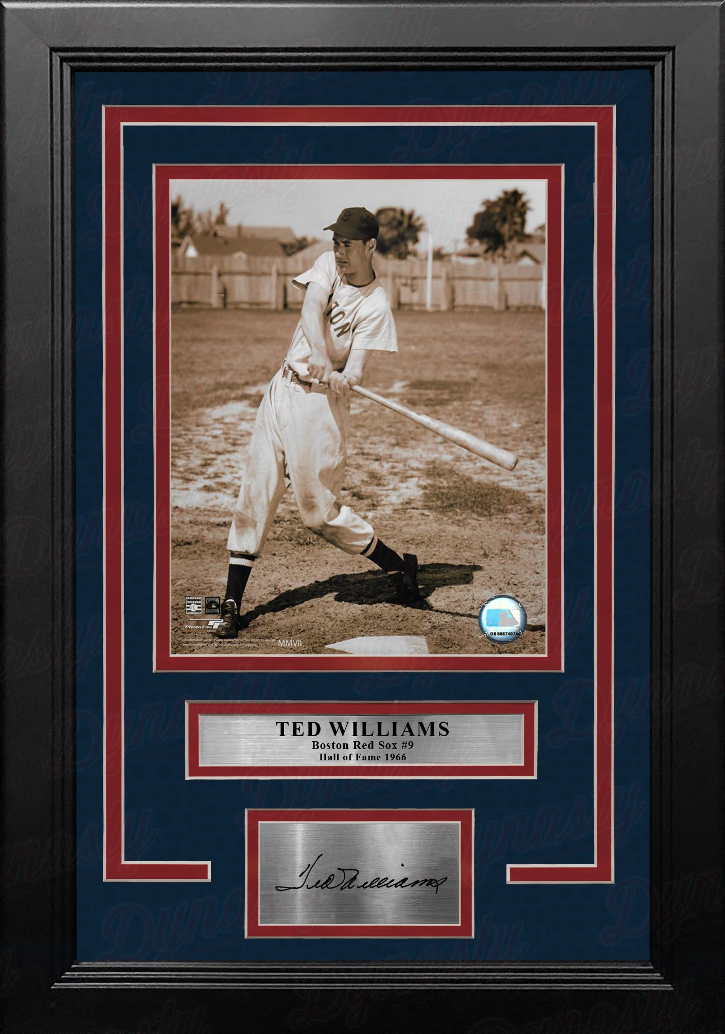 Ted Williams Sepia Swing Boston Red Sox 8" x 10" Framed Baseball Photo with Engraved Autograph - Image 2
