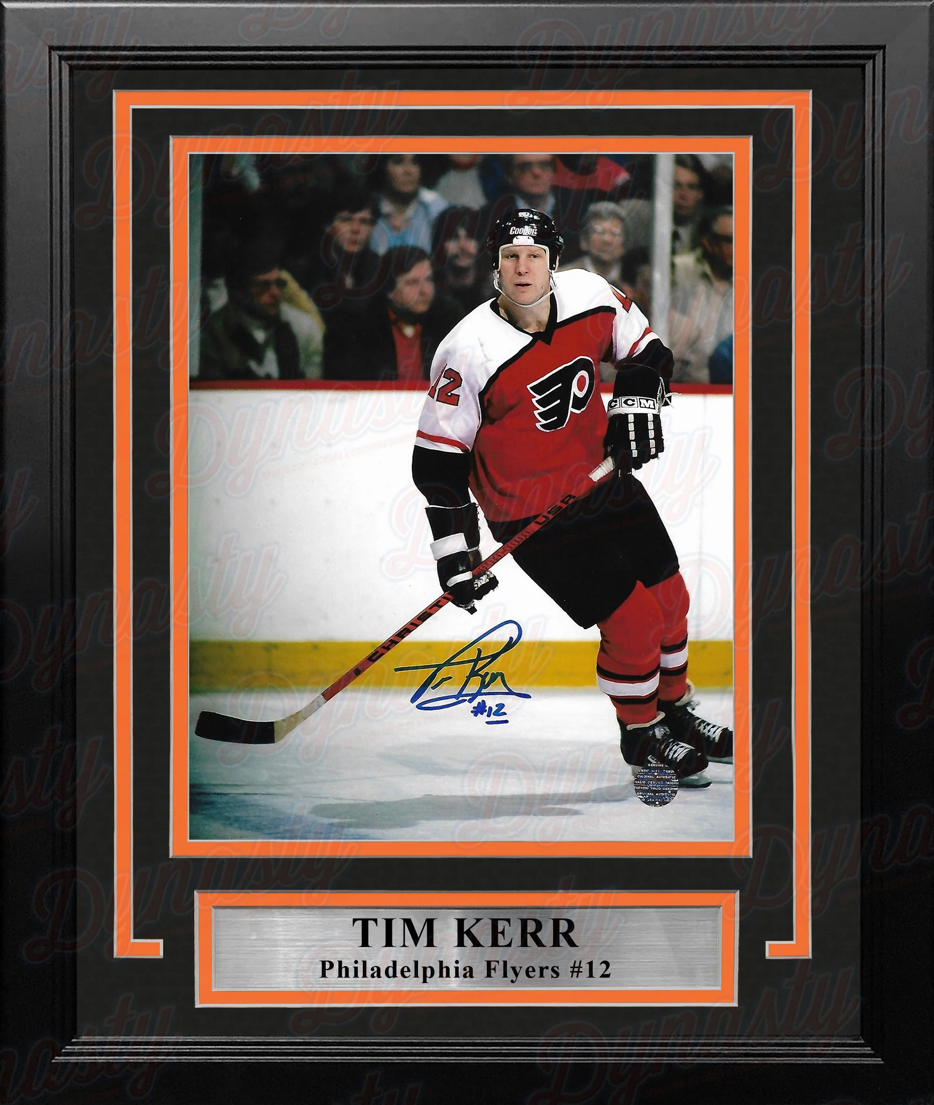 Tim Kerr in Action Philadelphia Flyers Autographed 8" x 10" Hockey Framed Photo