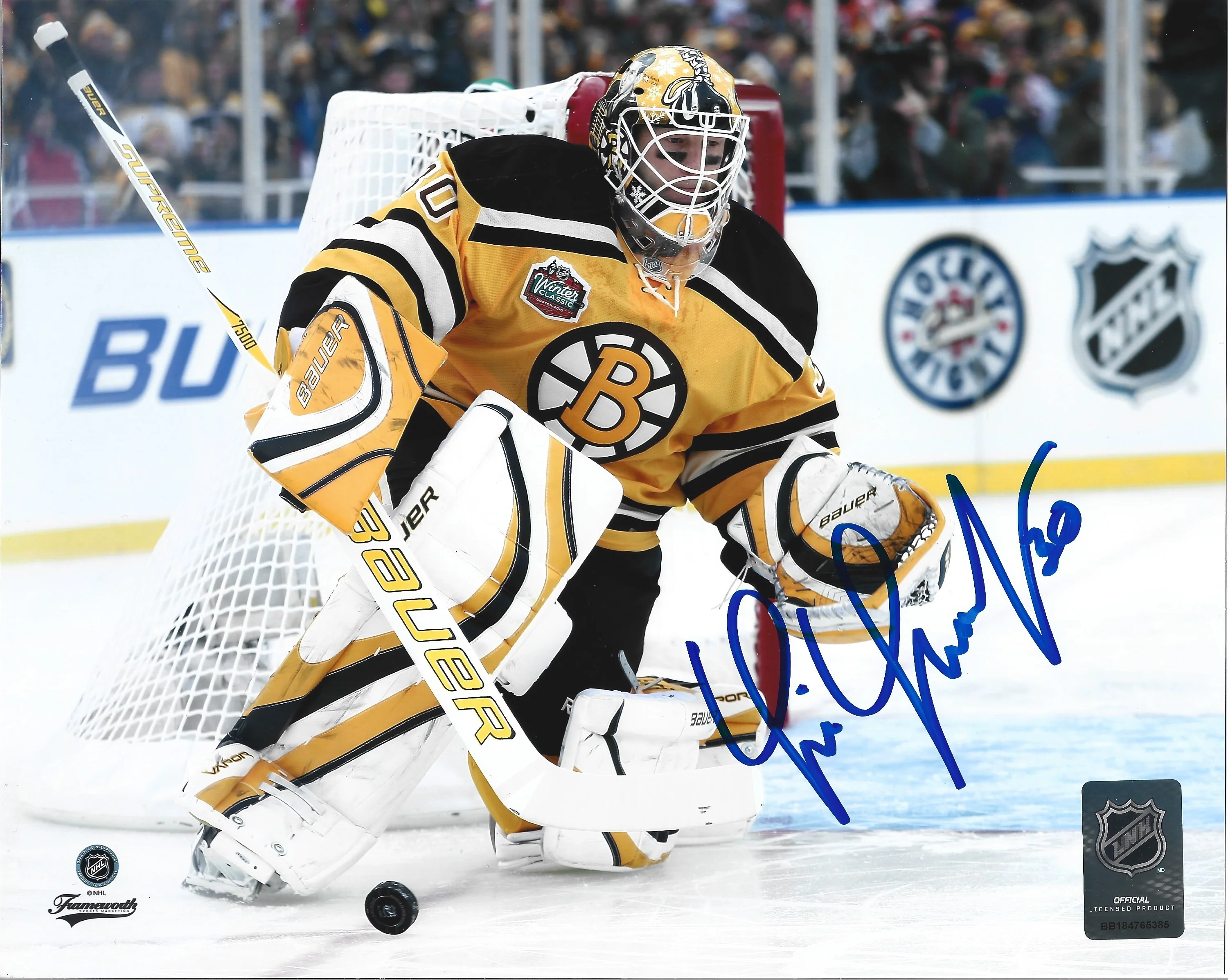 Tim Thomas 2010 Winter Classic Action Boston Bruins Autographed 8" x 10" Hockey Photo