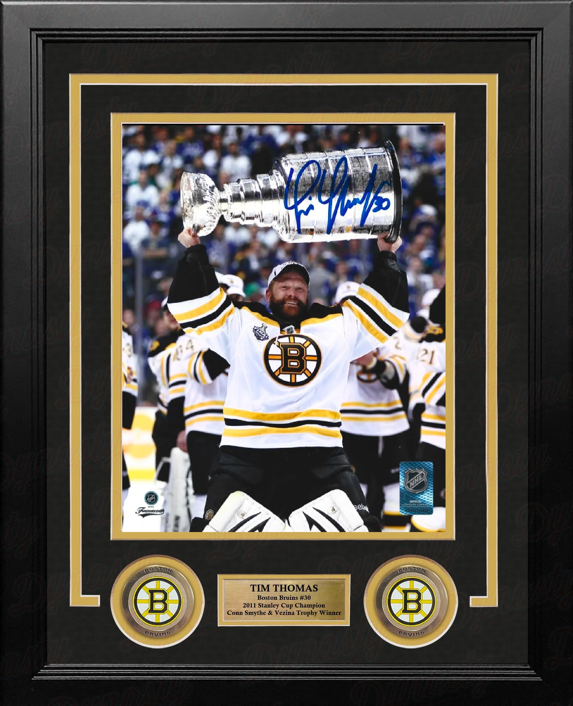 Tim Thomas 2011 Stanley Cup Champions Boston Bruins Autographed 8" x 10" Framed Hockey Photo