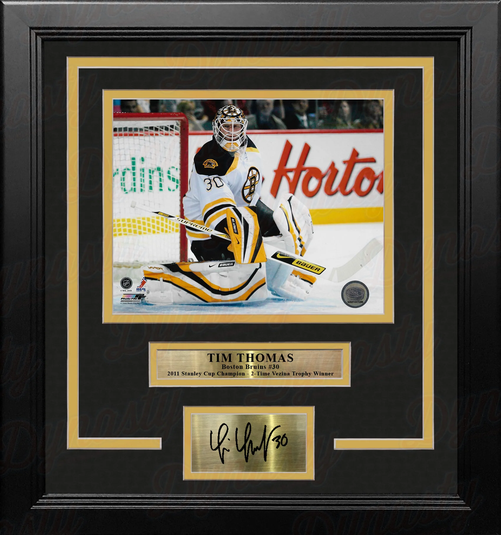 Tim Thomas in Action Boston Bruins 8" x 10" Framed Hockey Photo with Engraved Autograph - Image 2