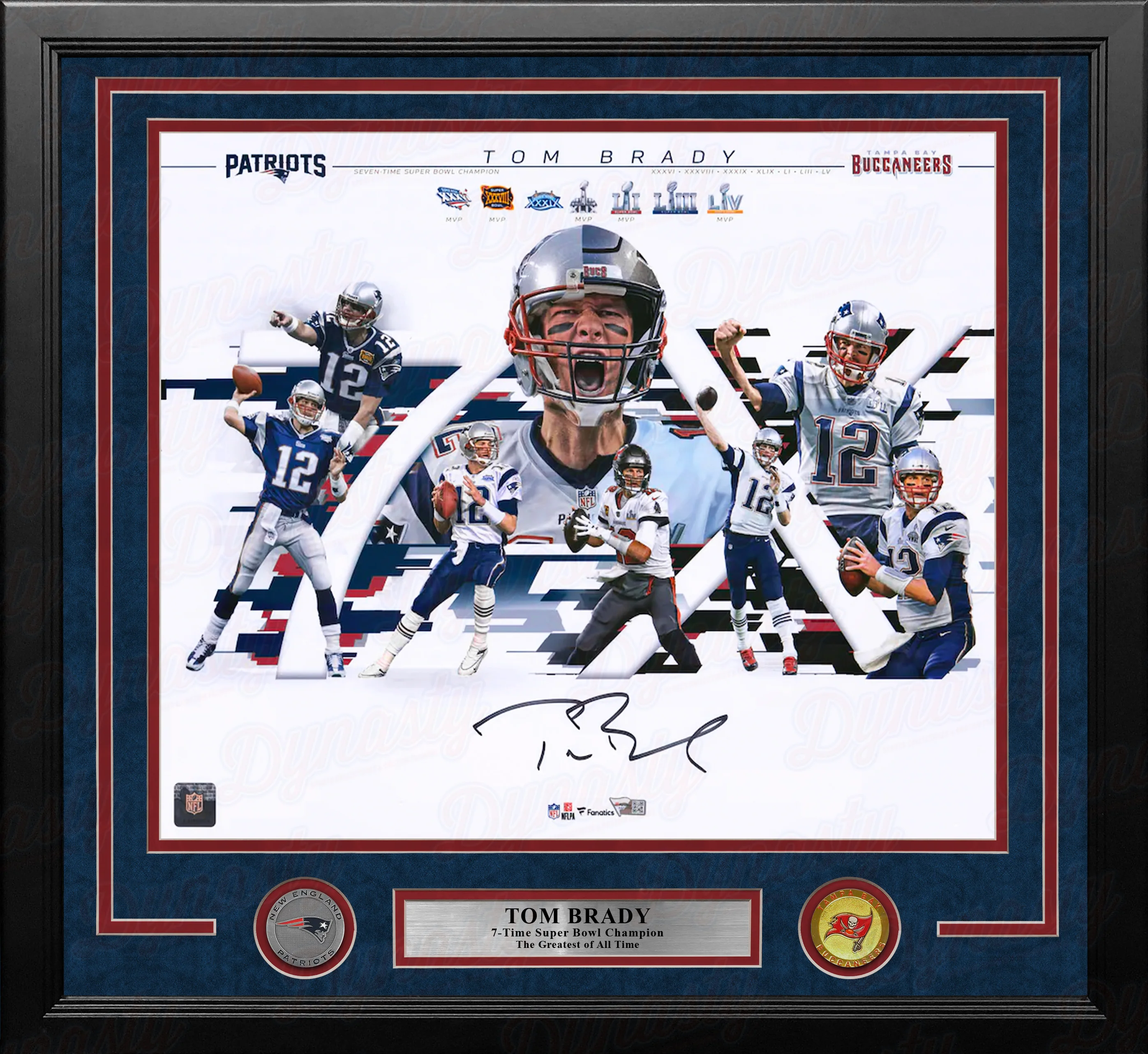 Tom Brady New England Patriots & Tampa Bay Buccaneers Autographed 16" x 20" Framed Collage Photo - Image 2
