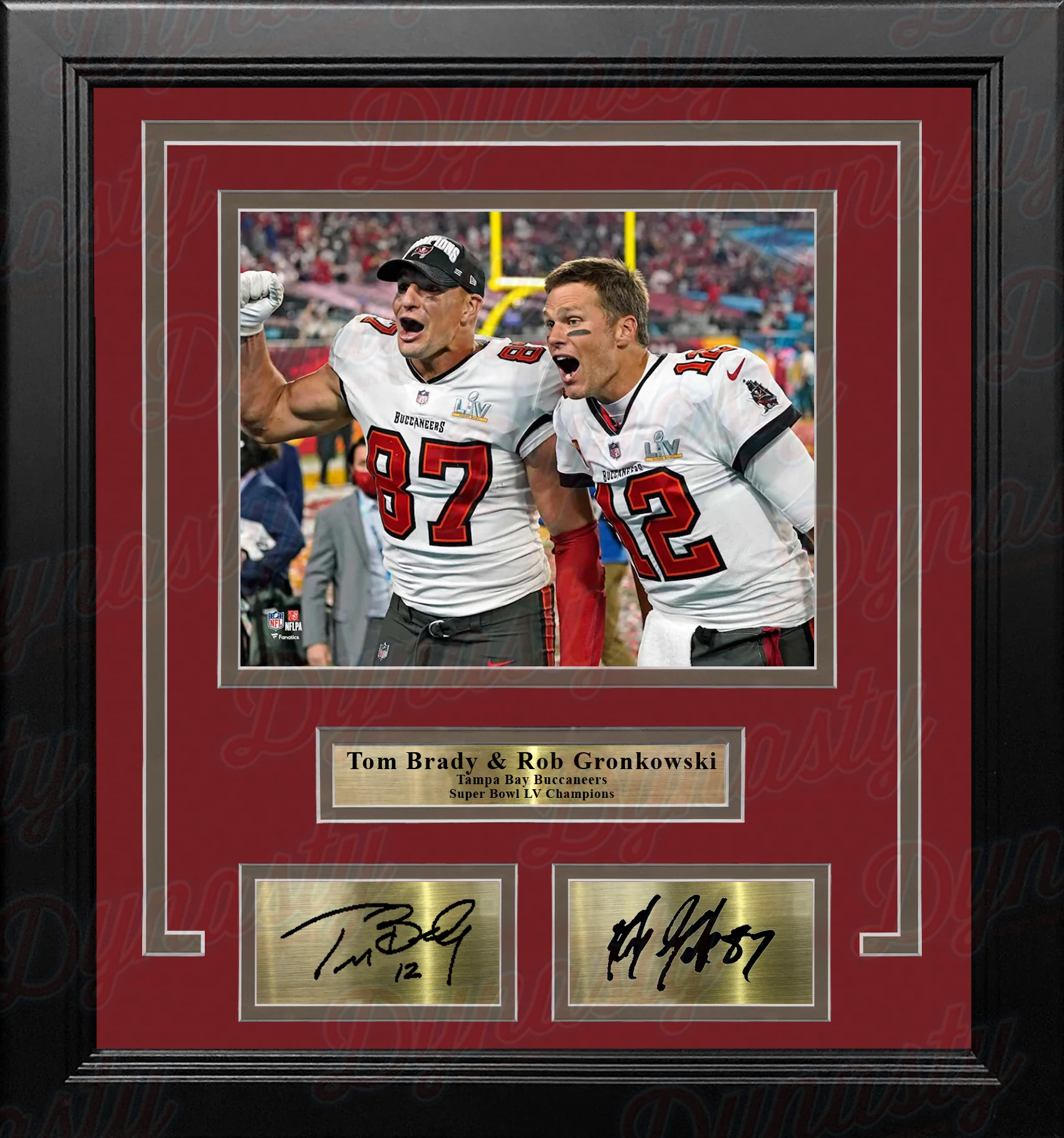 Tom Brady & Rob Gronkowski Super Bowl LV Tampa Bay Buccaneers 8x10 Framed Photo Engraved Autographs