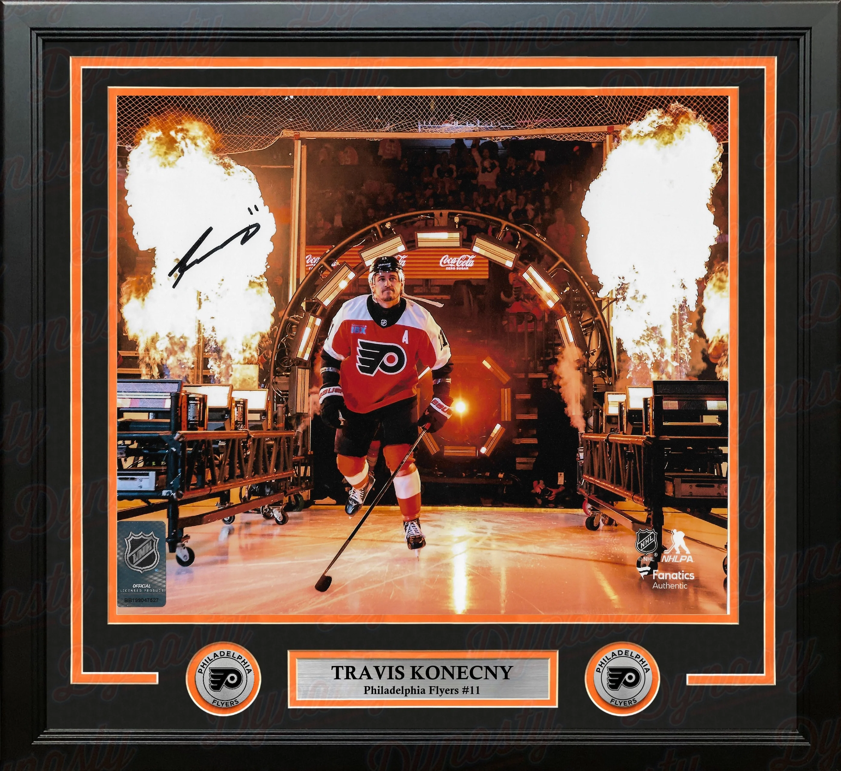 Travis Konecny Fire Entrance Philadelphia Flyers Autographed 11" x 14" Framed Hockey Photo