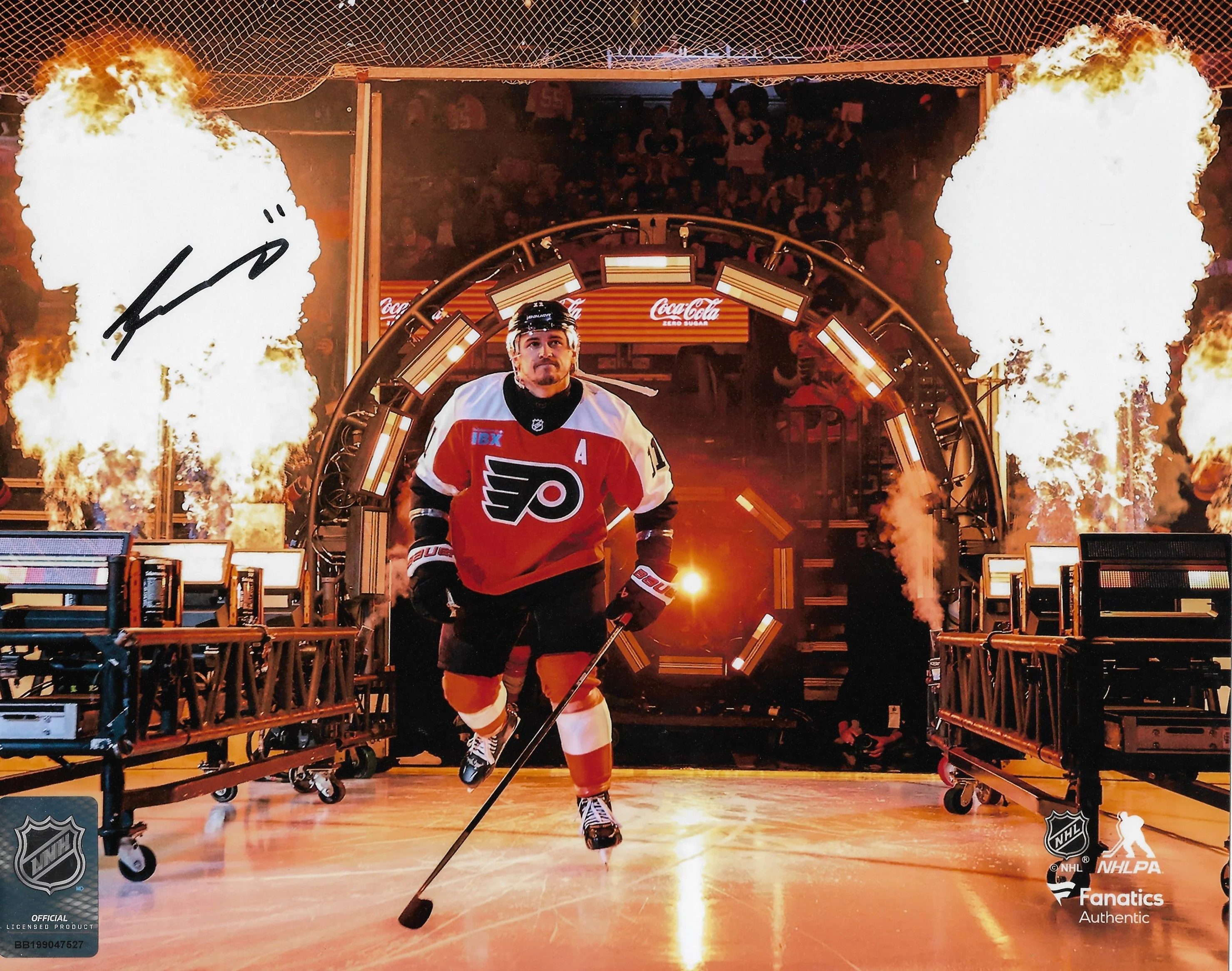 Travis Konecny Fire Entrance Philadelphia Flyers Autographed 8" x 10" Hockey Photo