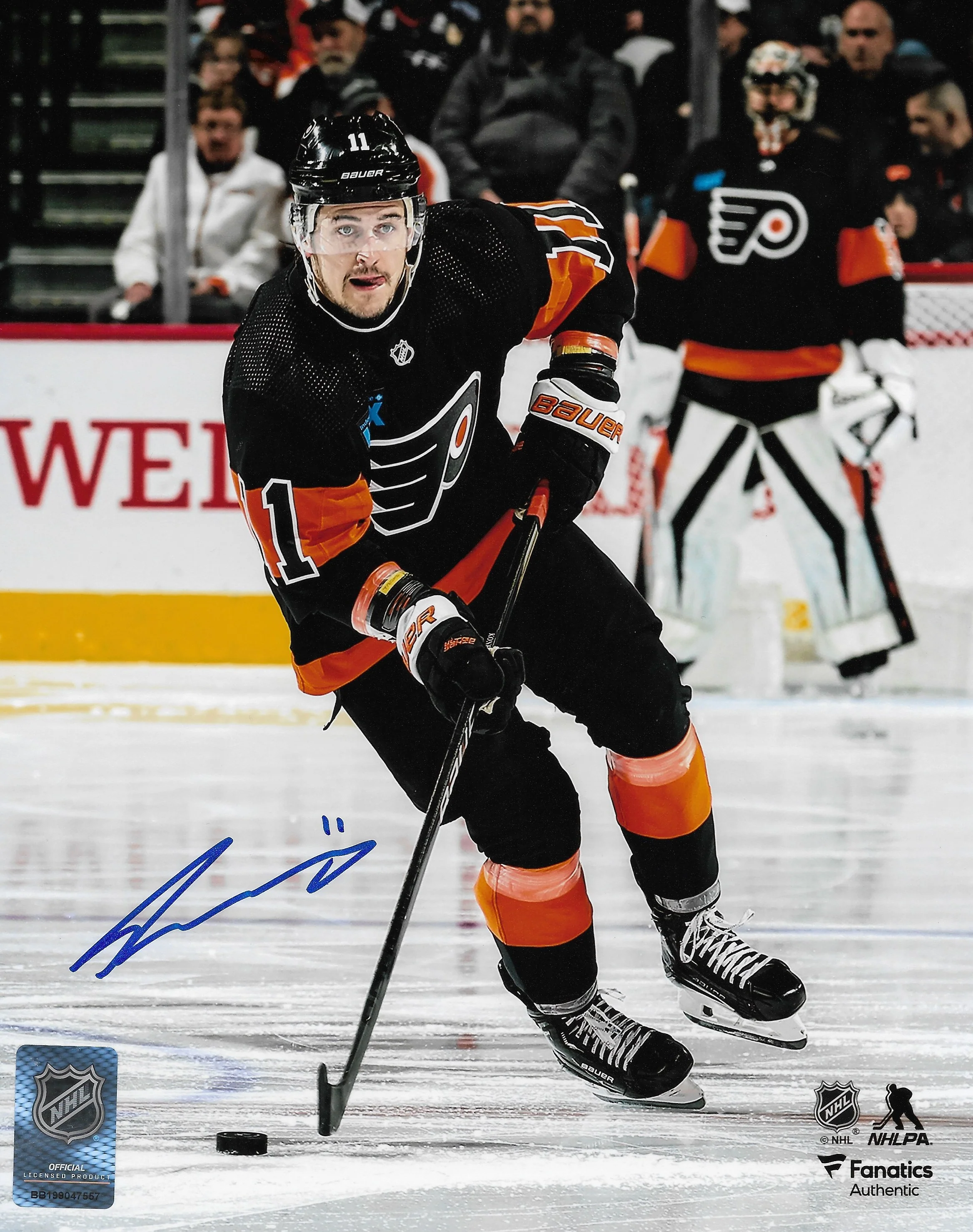 Travis Konecny Skating Action Philadelphia Flyers Autographed 16" x 20" Hockey Photo