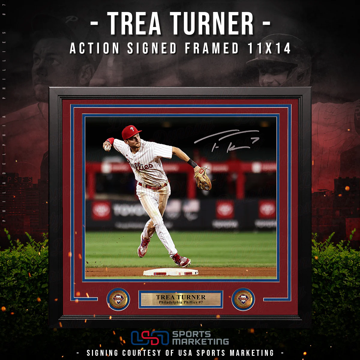 Trea Turner Philadelphia Phillies Autographed Framed Action Photo | Pre-Sale Opportunity - Image 2