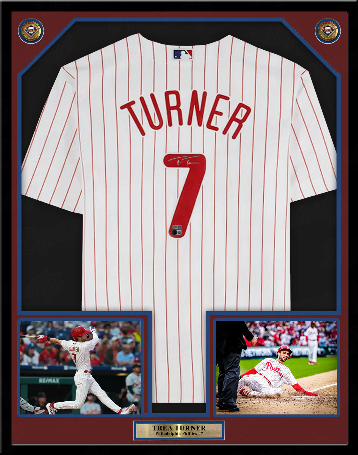 Trea Turner Philadelphia Phillies Autographed Framed White Replica Baseball Jersey - Image 2