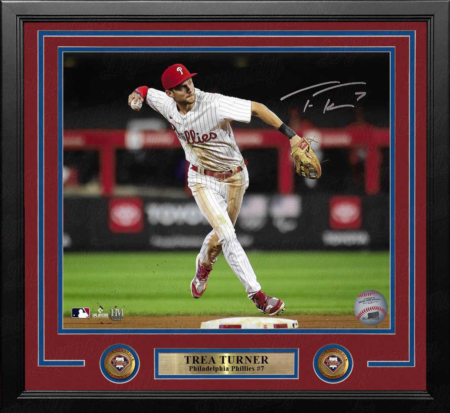 Trea Turner Throwing Action Philadelphia Phillies Autographed 11" x 14" Framed Baseball Photo - Image 2